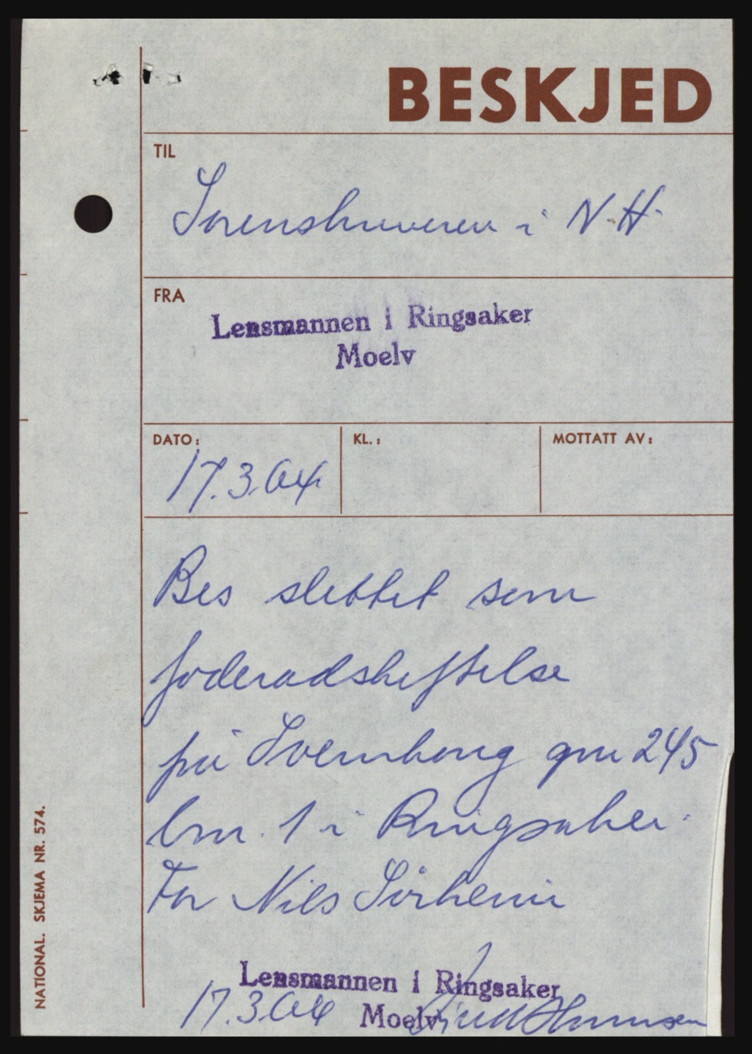 Nord-Hedmark sorenskriveri, SAH/TING-012/H/Hc/L0019: Pantebok nr. 19, 1963-1964, Dagboknr: 1319/1964