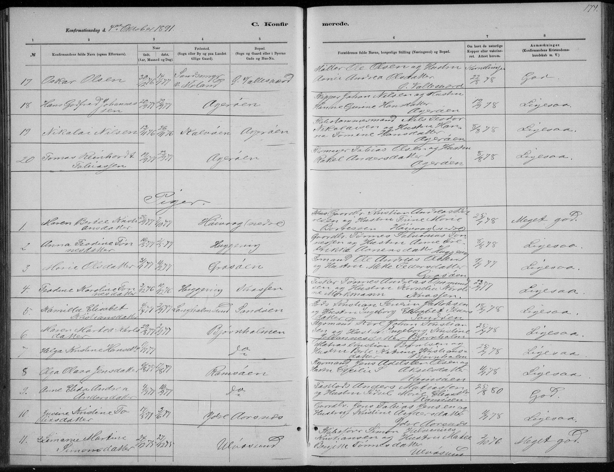 Høvåg sokneprestkontor, AV/SAK-1111-0025/F/Fb/L0004: Klokkerbok nr. B 4, 1883-1898, s. 174