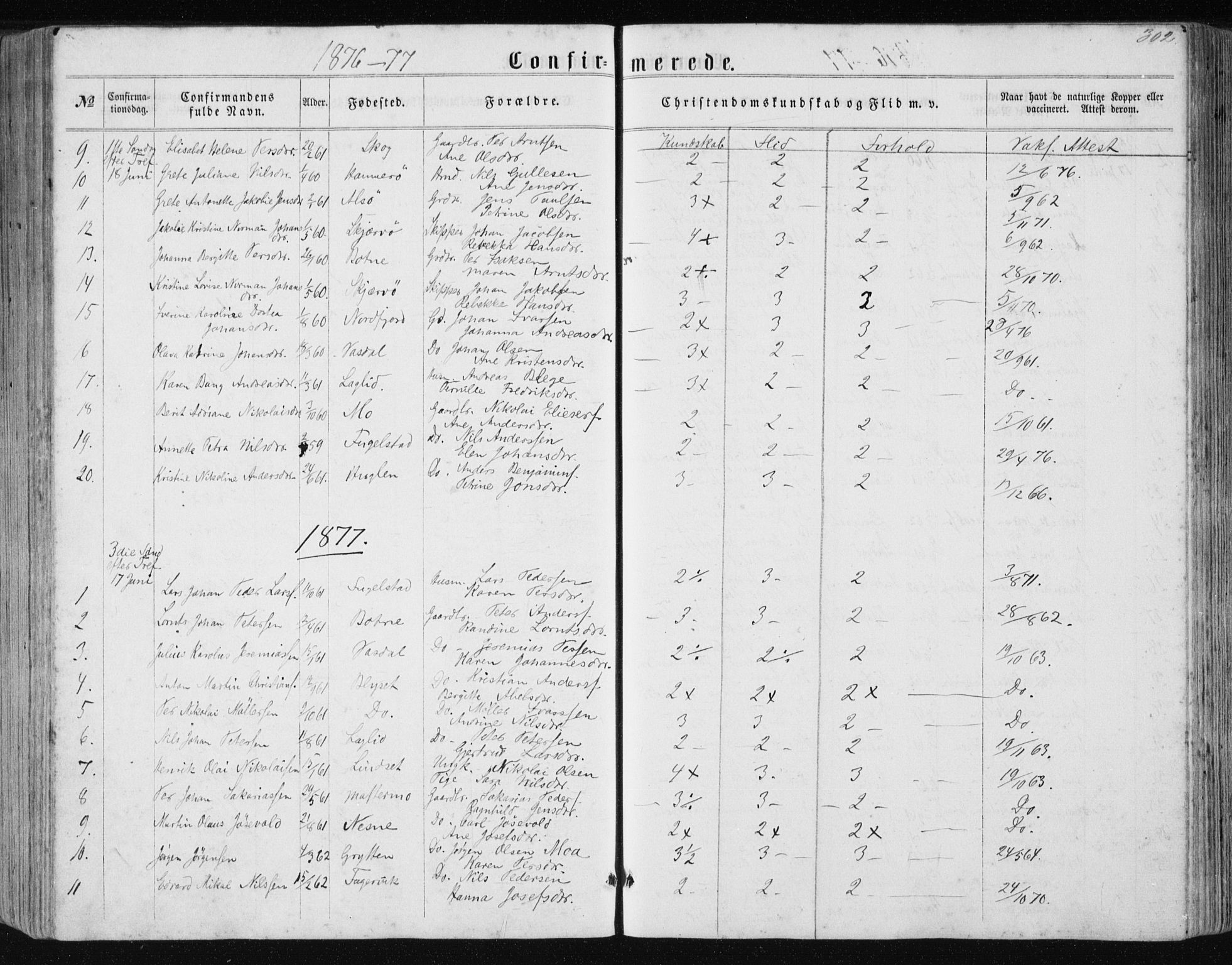 Ministerialprotokoller, klokkerbøker og fødselsregistre - Nordland, SAT/A-1459/838/L0556: Klokkerbok nr. 838C03, 1861-1893, s. 302