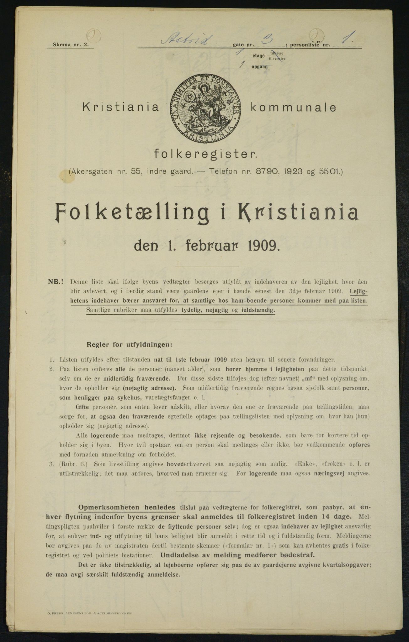 OBA, Kommunal folketelling 1.2.1909 for Kristiania kjøpstad, 1909, s. 15578