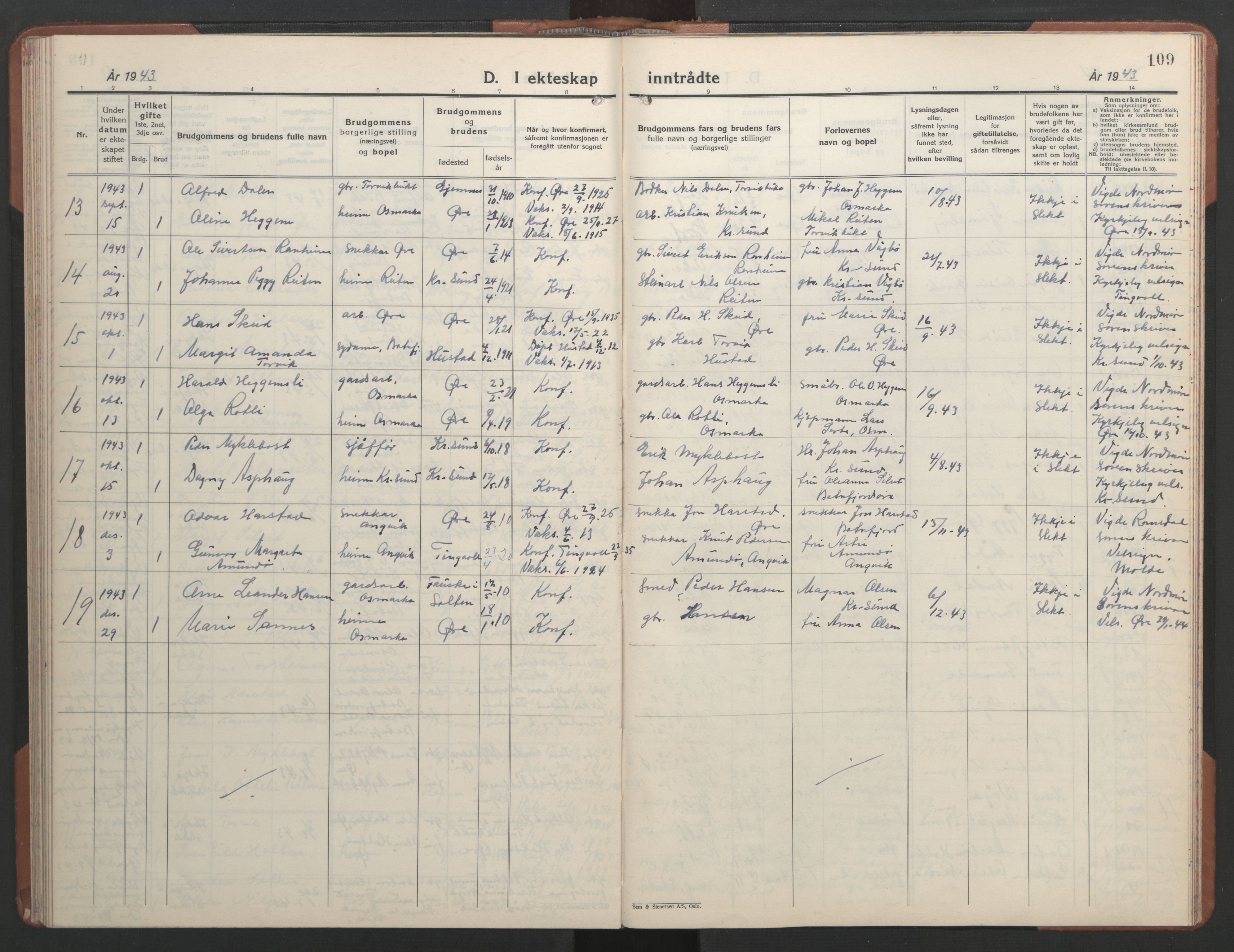 Ministerialprotokoller, klokkerbøker og fødselsregistre - Møre og Romsdal, AV/SAT-A-1454/584/L0971: Klokkerbok nr. 584C04, 1933-1946, s. 109