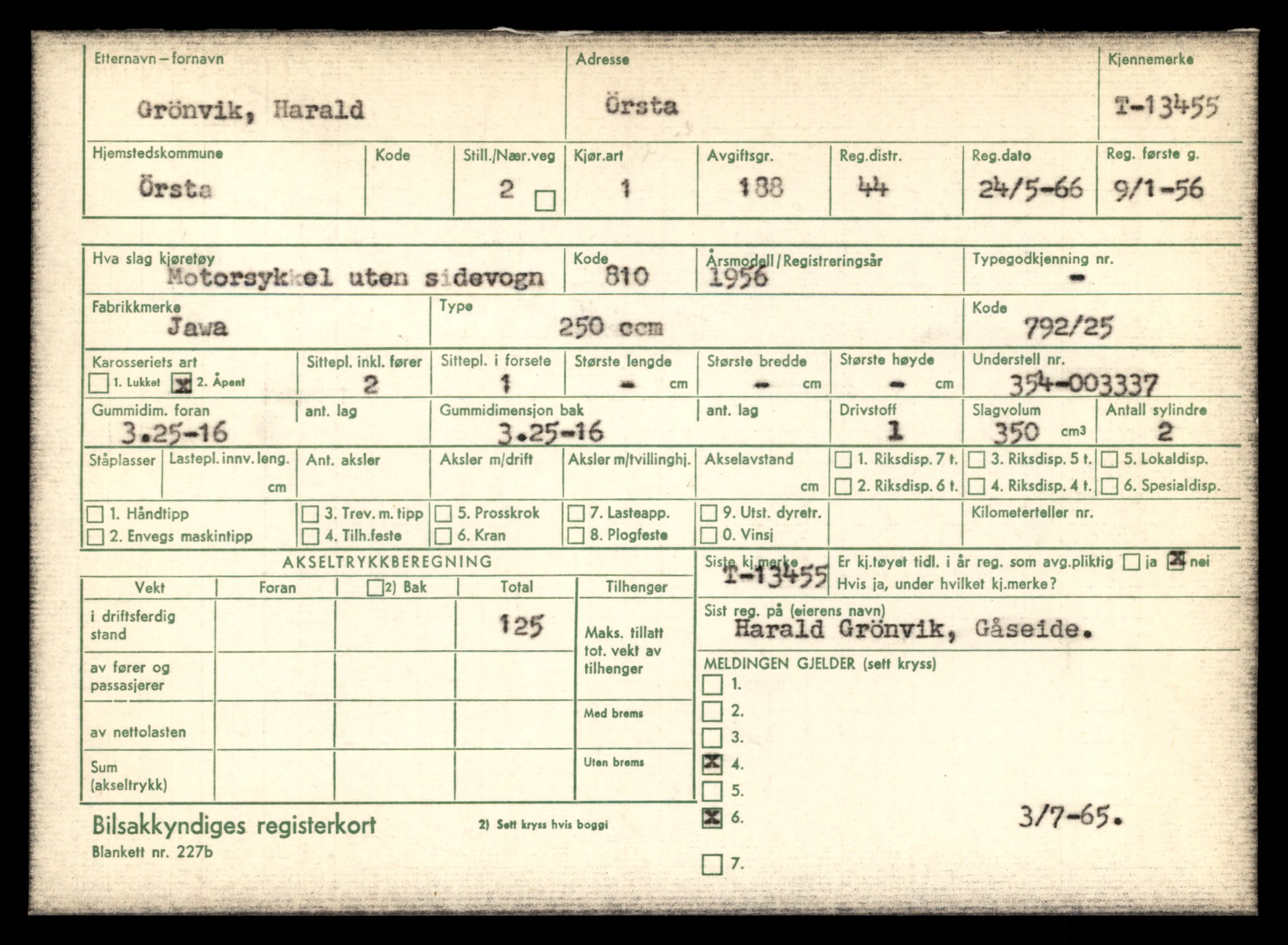 Møre og Romsdal vegkontor - Ålesund trafikkstasjon, AV/SAT-A-4099/F/Fe/L0039: Registreringskort for kjøretøy T 13361 - T 13530, 1927-1998, s. 1619