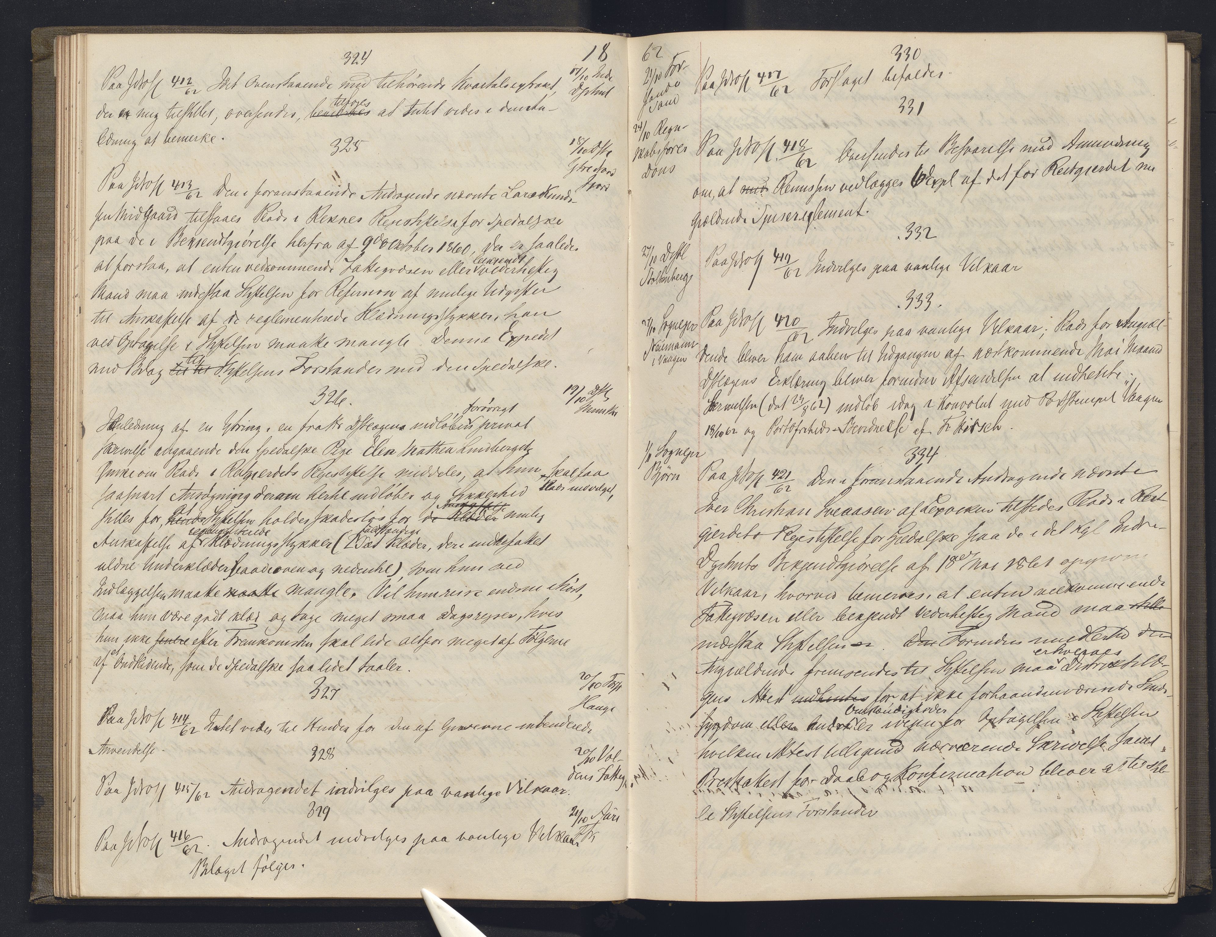 Lepraarkiver - Overlegen for den spedalske sykdom, AV/SAB-A-61001/B.b/L0003: Kopibok, 1862-1865