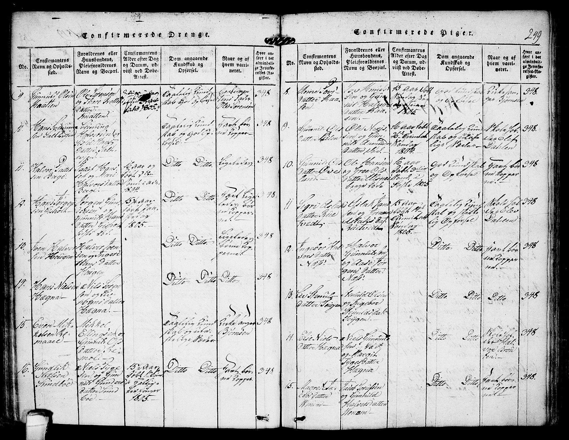 Kviteseid kirkebøker, AV/SAKO-A-276/F/Fa/L0005: Ministerialbok nr. I 5, 1815-1836, s. 249