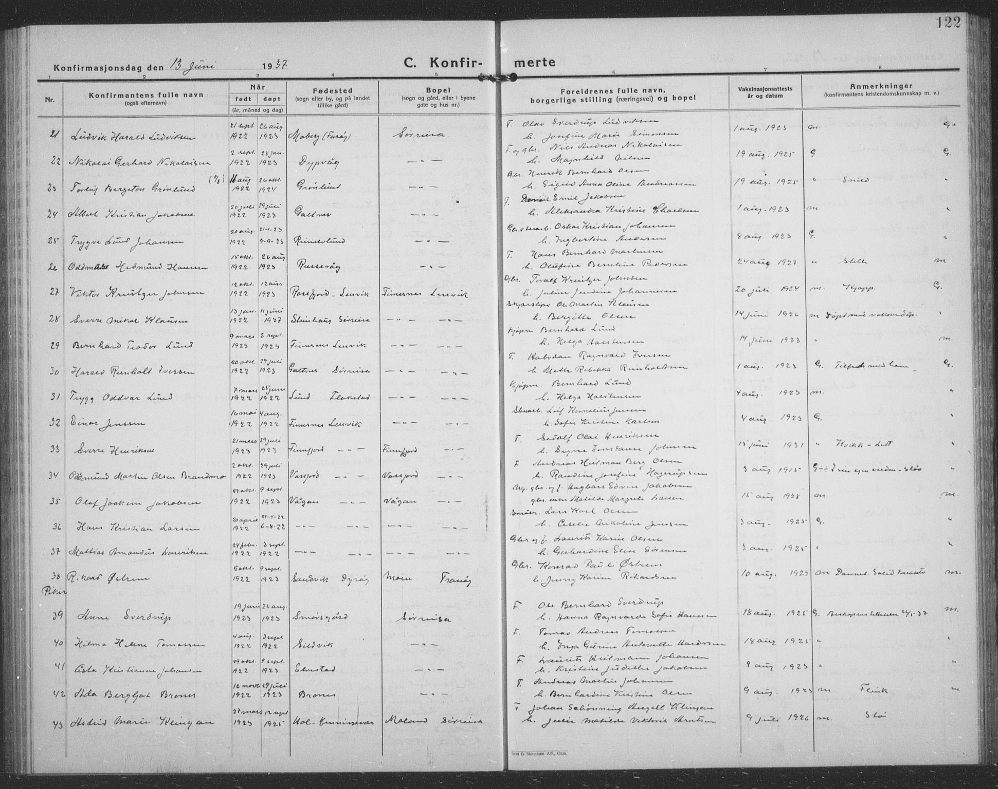 Tranøy sokneprestkontor, SATØ/S-1313/I/Ia/Iab/L0024klokker: Klokkerbok nr. 24, 1929-1943, s. 122