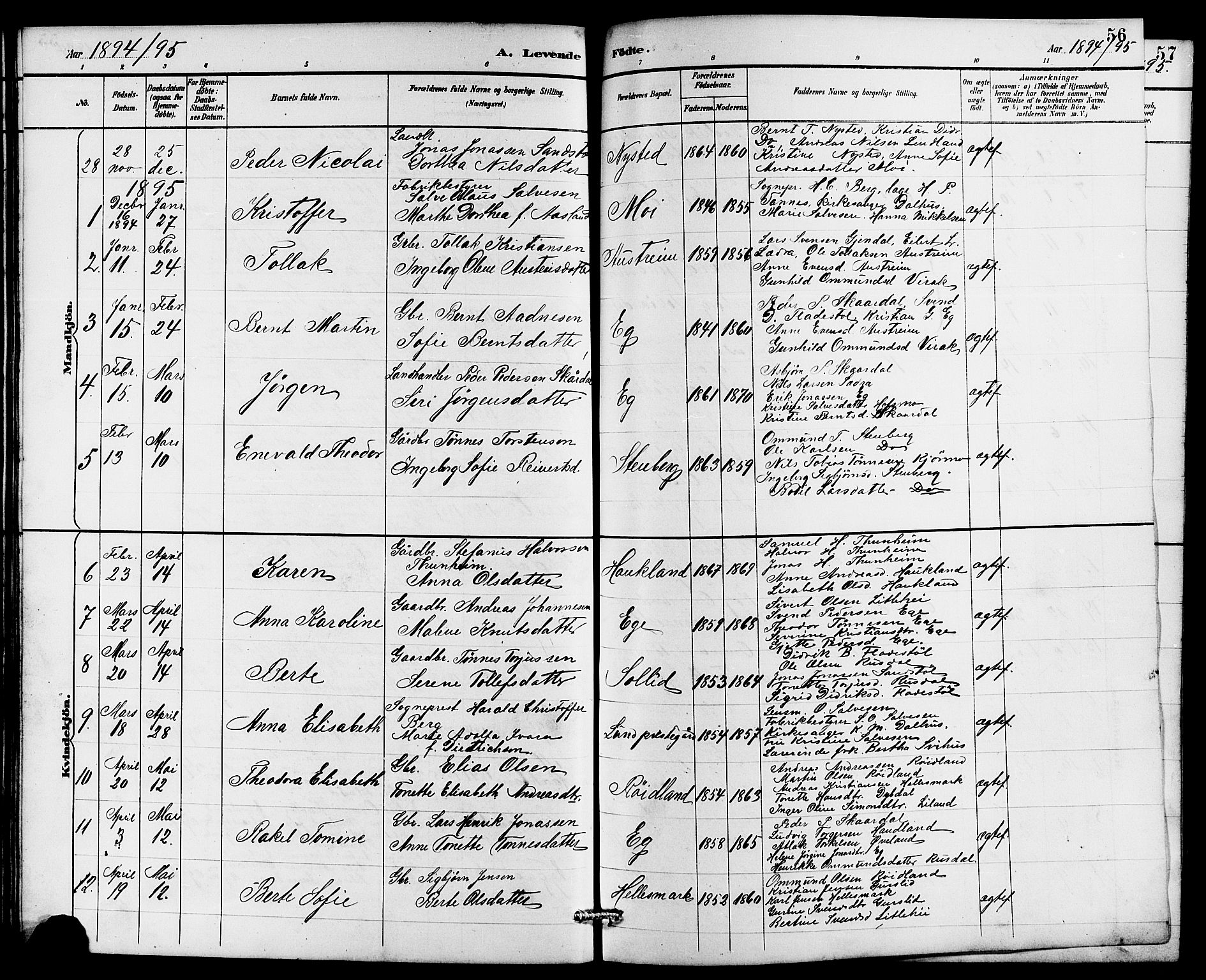 Lund sokneprestkontor, AV/SAST-A-101809/S07/L0006: Klokkerbok nr. B 6, 1885-1901, s. 56