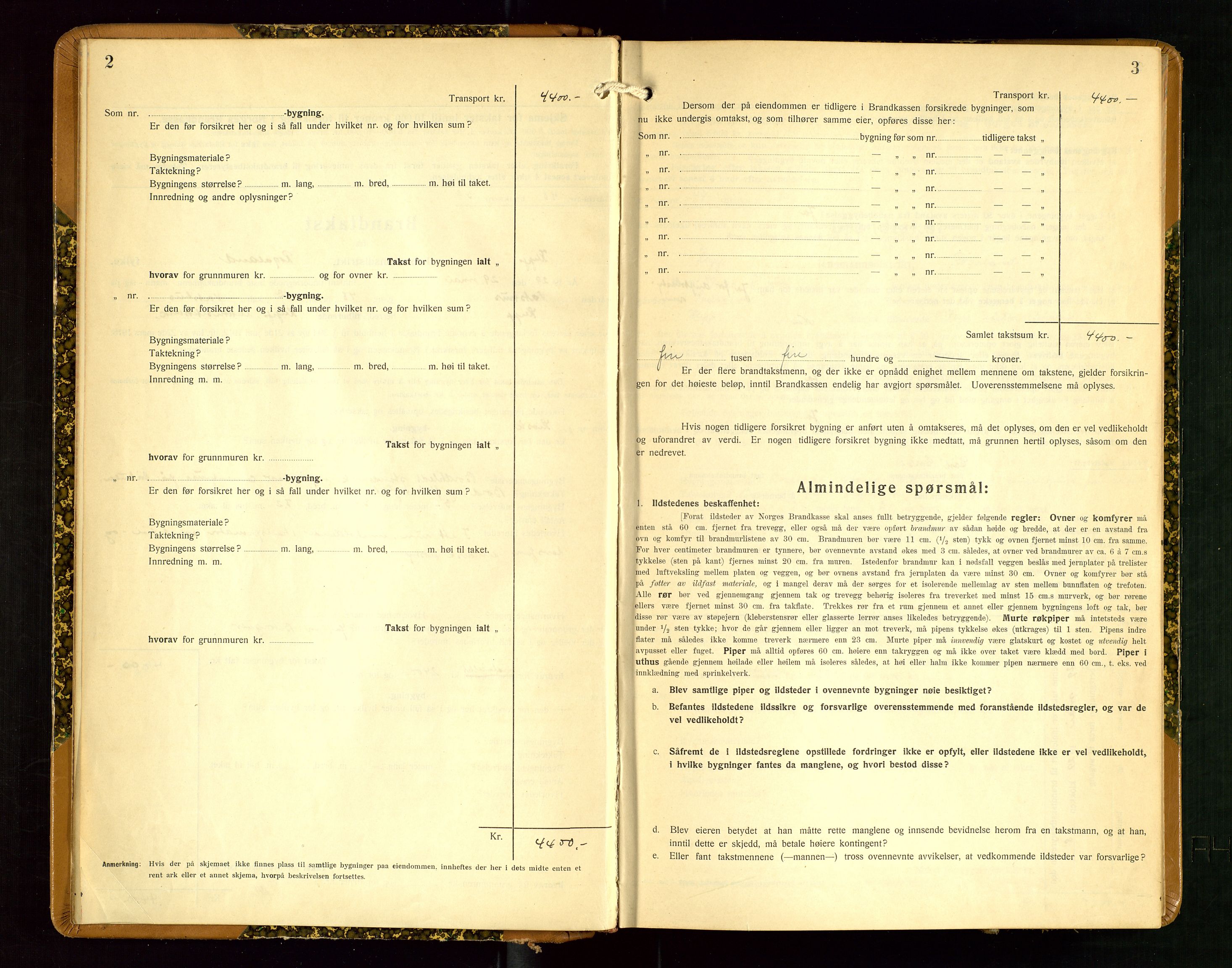 Klepp lensmannskontor, SAST/A-100163/Goc/L0012: "Brandtakstprotokoll" m/register, 1929-1933, s. 2-3