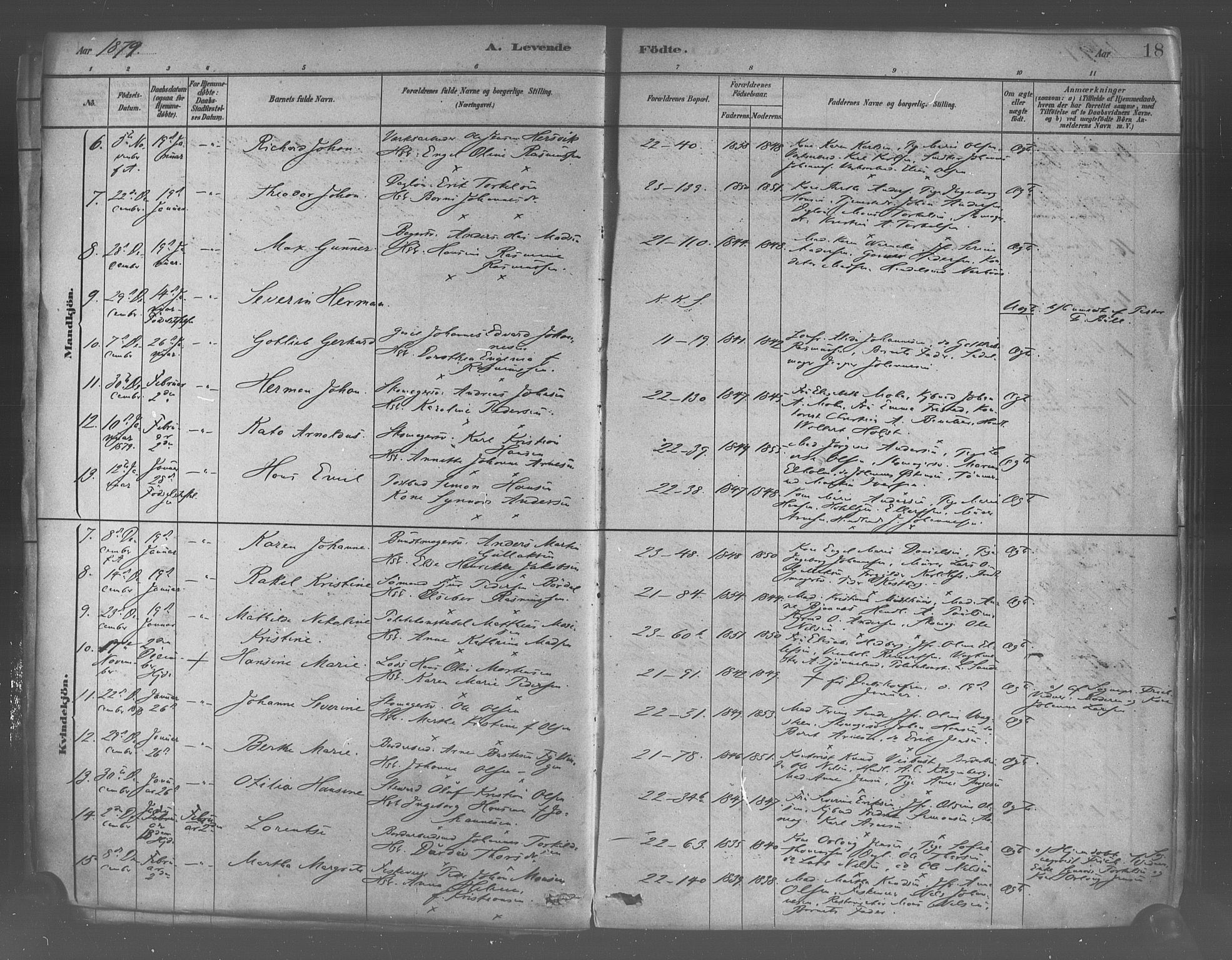 Korskirken sokneprestembete, AV/SAB-A-76101/H/Haa/L0021: Ministerialbok nr. B 7, 1878-1889, s. 18