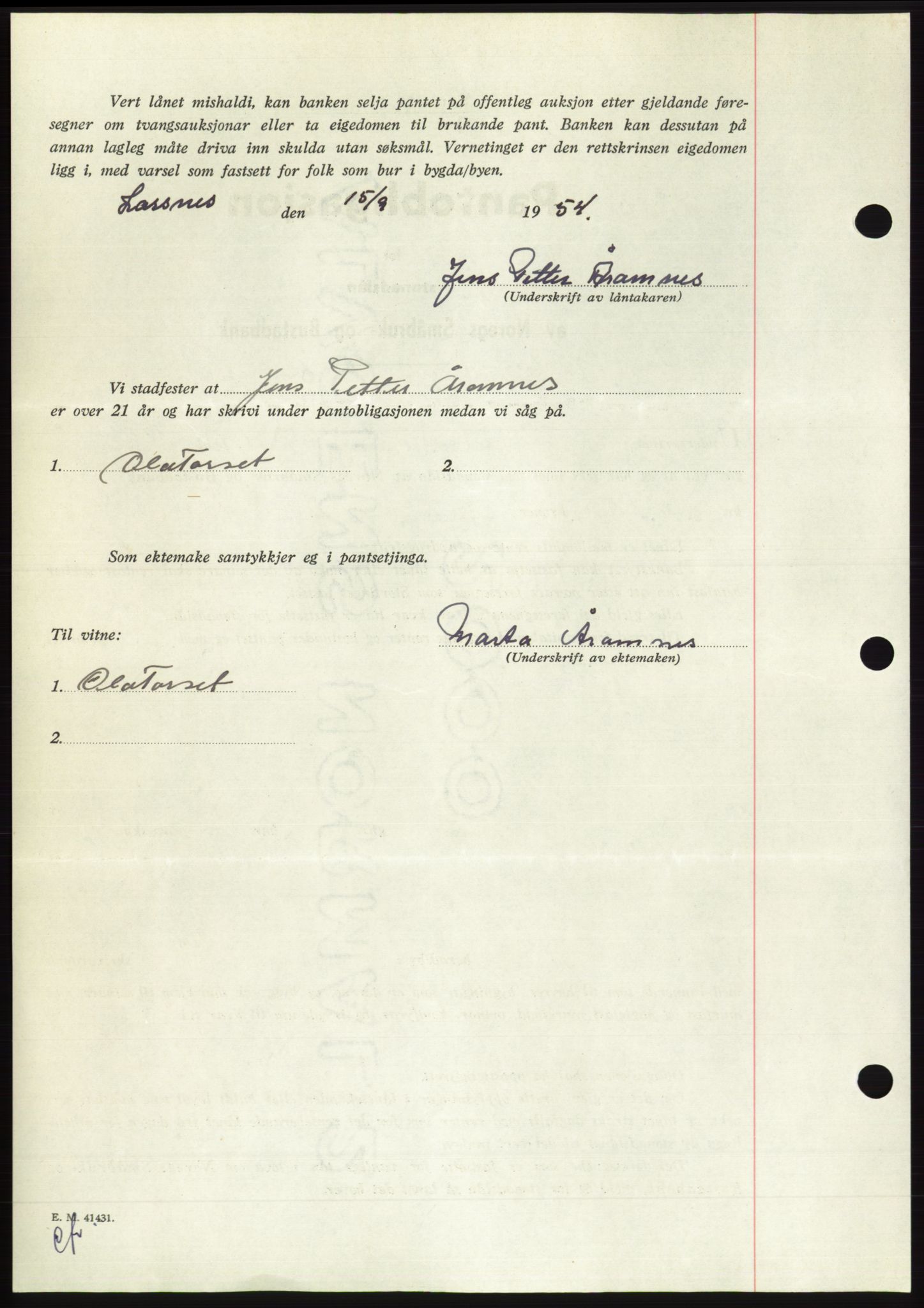 Søre Sunnmøre sorenskriveri, AV/SAT-A-4122/1/2/2C/L0126: Pantebok nr. 14B, 1954-1955, Dagboknr: 2844/1954