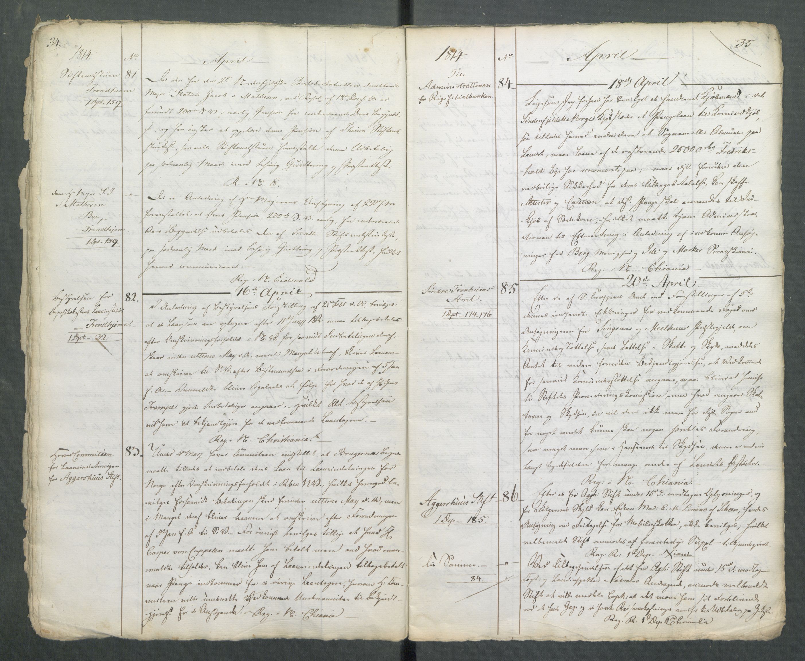 Departementene i 1814, AV/RA-S-3899/Fa/L0002: 1. byrå - Kopibok A 1-173, 1814, s. 34-35