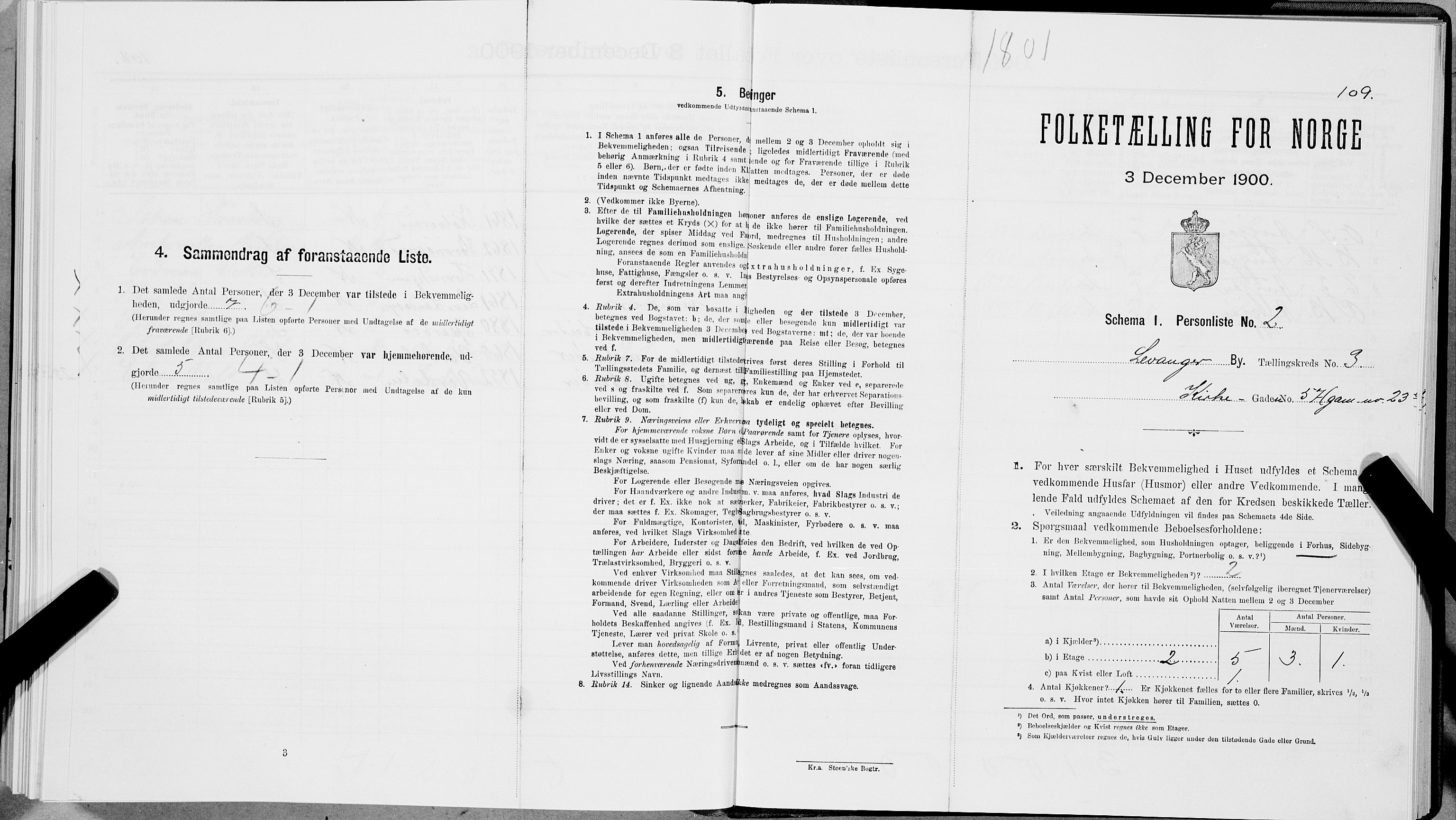 SAT, Folketelling 1900 for 1701 Levanger kjøpstad, 1900, s. 452