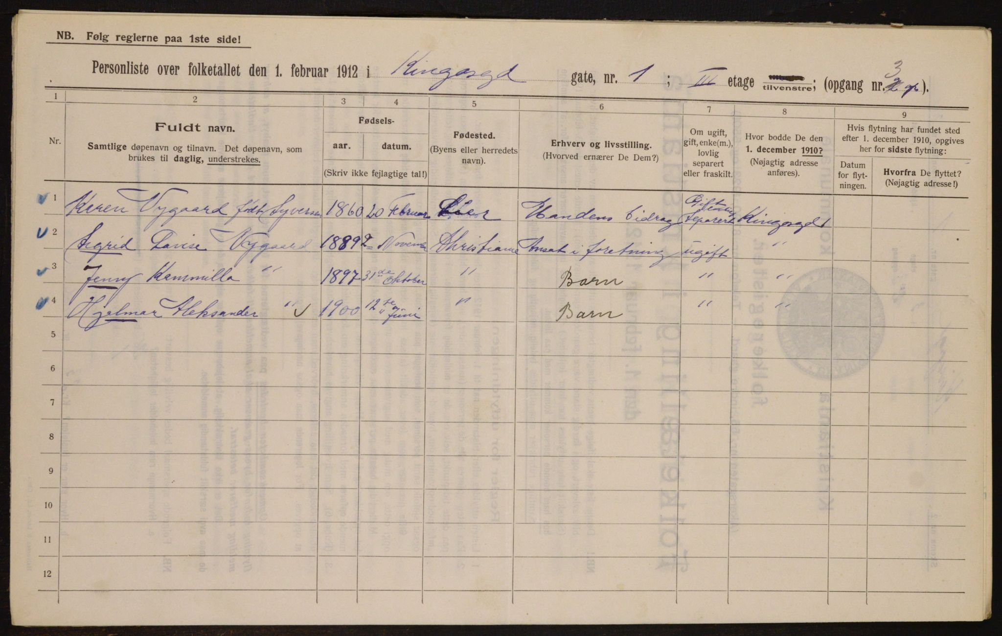 OBA, Kommunal folketelling 1.2.1912 for Kristiania, 1912, s. 49782