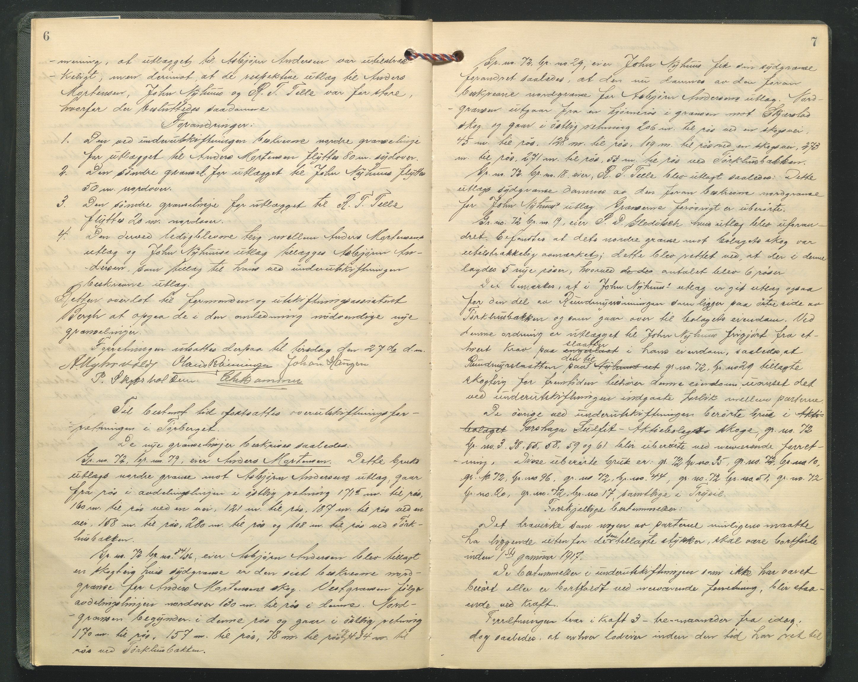 Hedmark og Østerdal jordskifterett, AV/SAH-JORDSKIFTEH-002/G/Ga/L0005/0001: Rettsbøker / Rettsbok - O, 1916-1921, s. 6-7