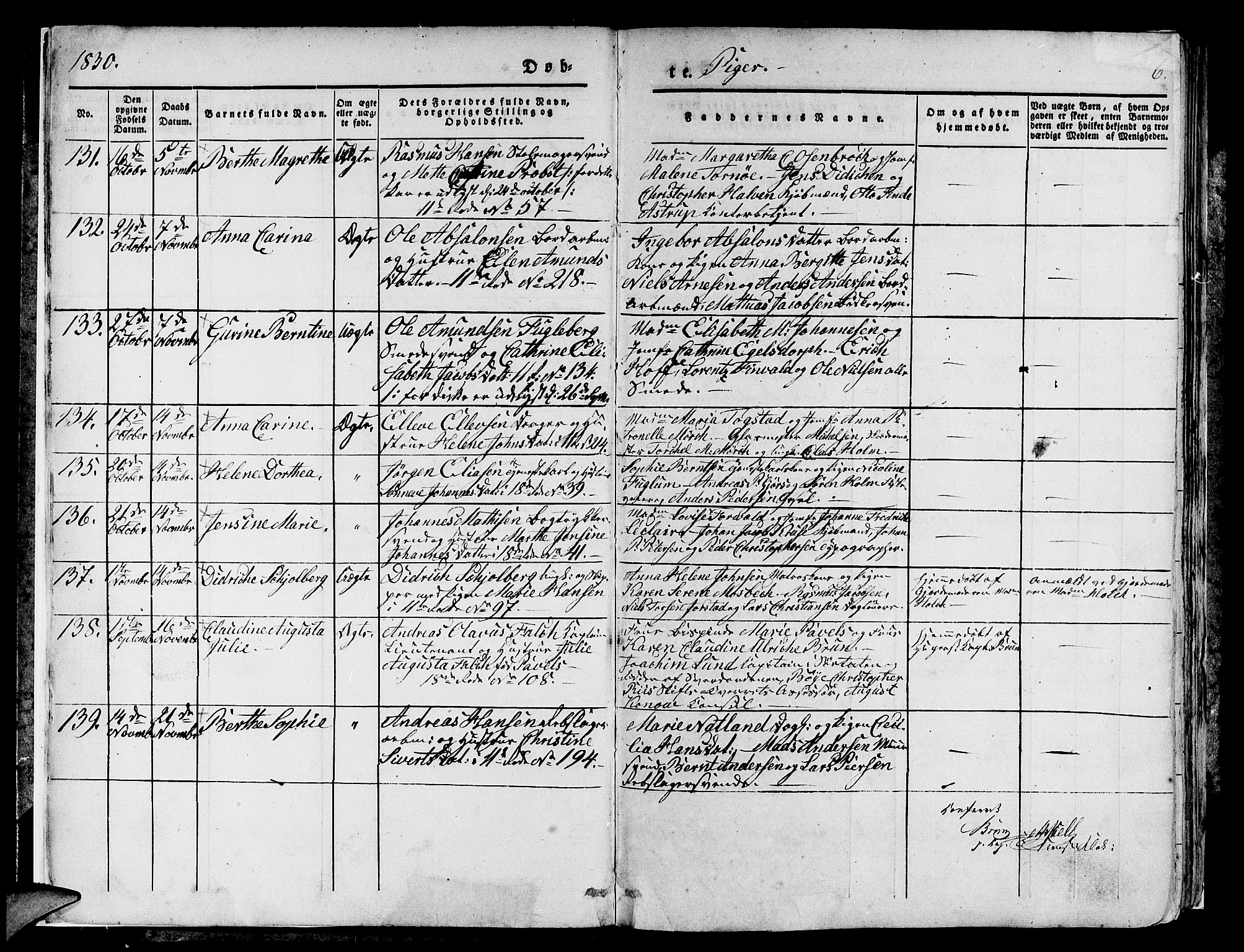 Domkirken sokneprestembete, AV/SAB-A-74801/H/Hab/L0006: Klokkerbok nr. A 6, 1827-1834, s. 6
