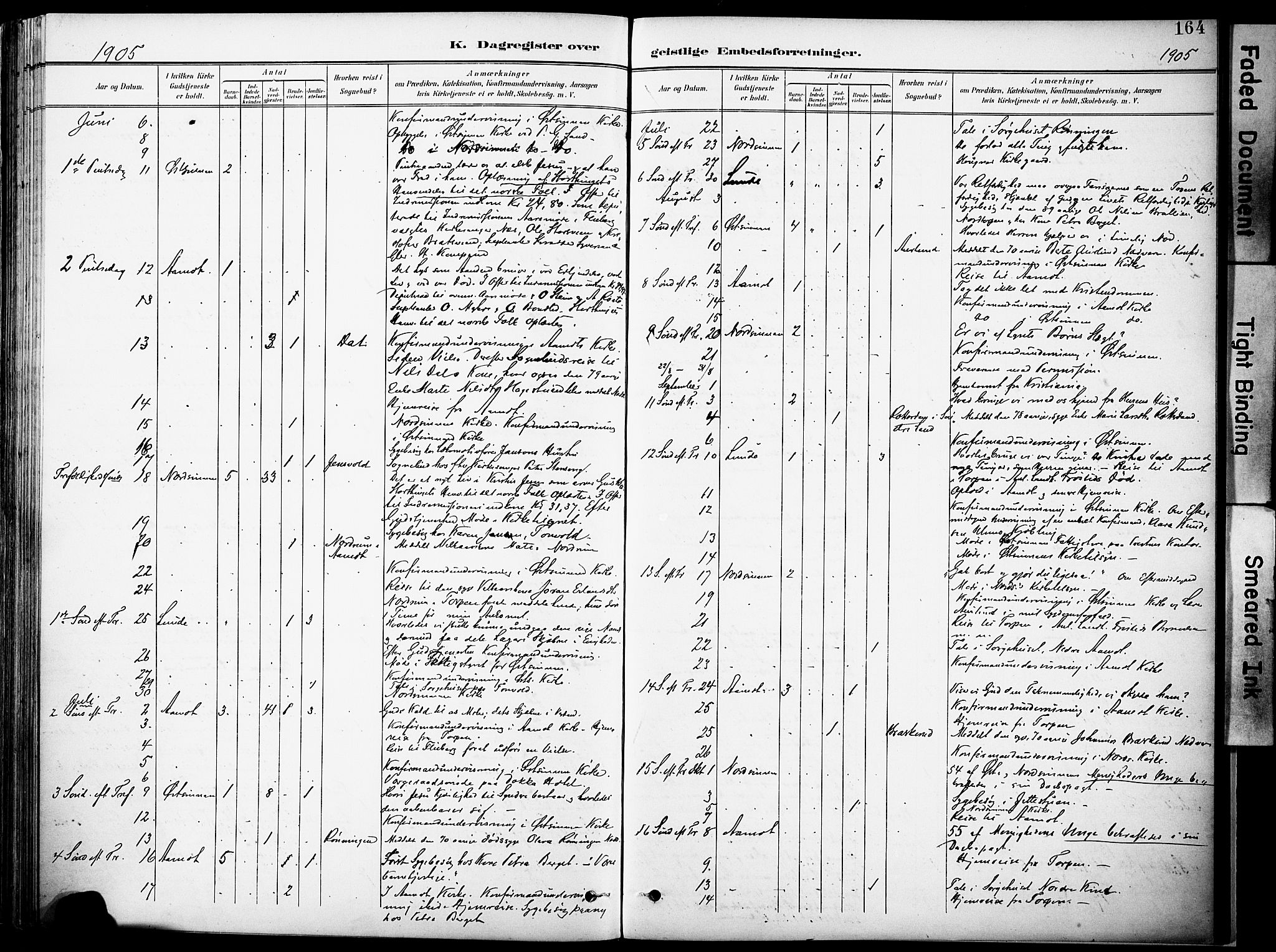 Nordre Land prestekontor, AV/SAH-PREST-124/H/Ha/Haa/L0006: Ministerialbok nr. 6, 1897-1914, s. 164