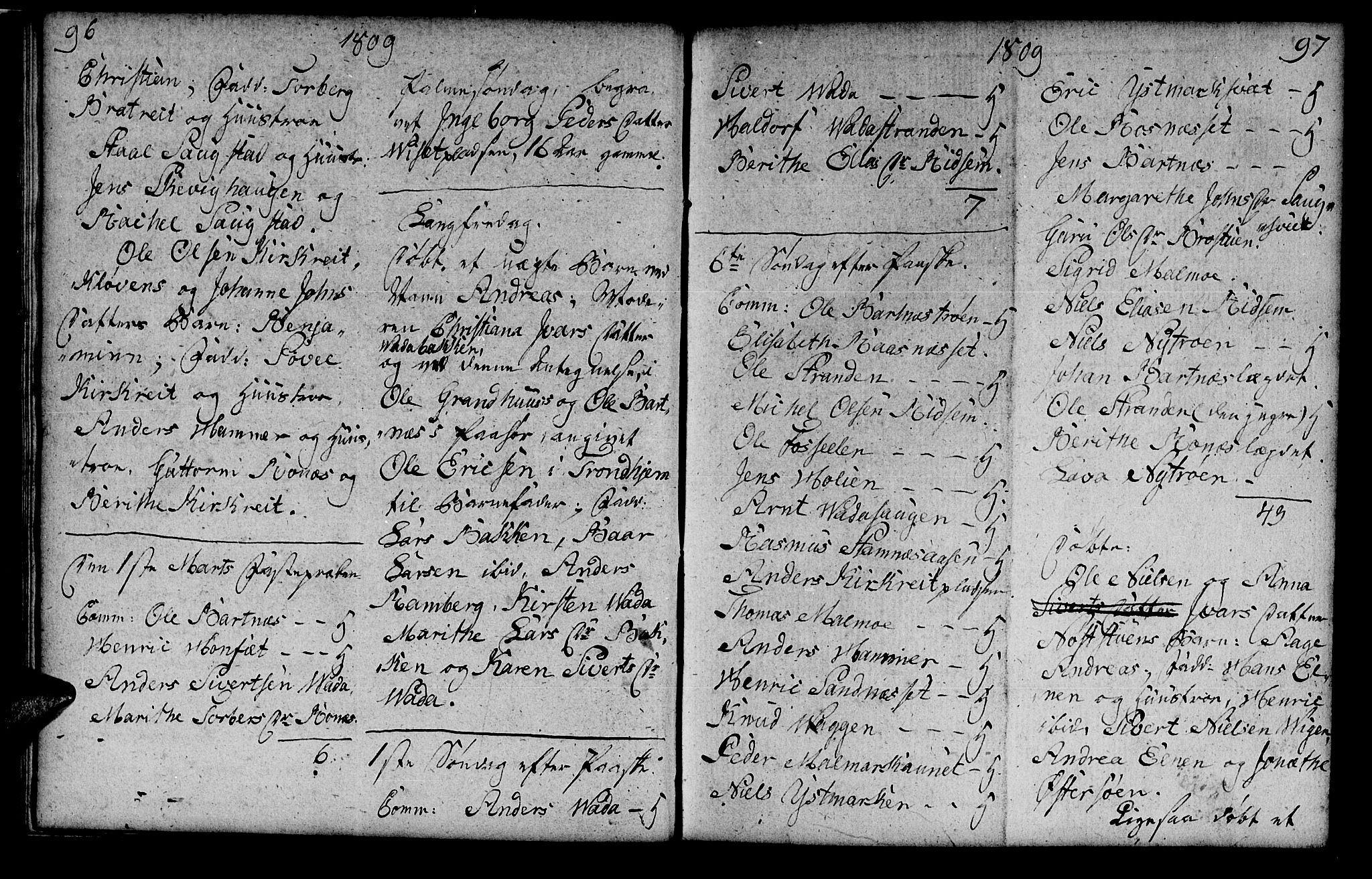 Ministerialprotokoller, klokkerbøker og fødselsregistre - Nord-Trøndelag, SAT/A-1458/745/L0432: Klokkerbok nr. 745C01, 1802-1814, s. 96-97