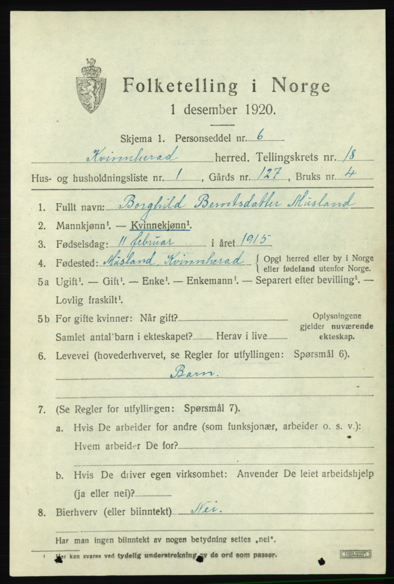 SAB, Folketelling 1920 for 1224 Kvinnherad herred, 1920, s. 11602