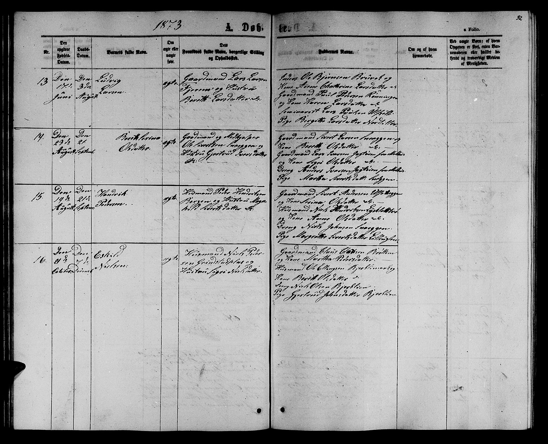 Ministerialprotokoller, klokkerbøker og fødselsregistre - Sør-Trøndelag, AV/SAT-A-1456/618/L0451: Klokkerbok nr. 618C02, 1865-1883, s. 32