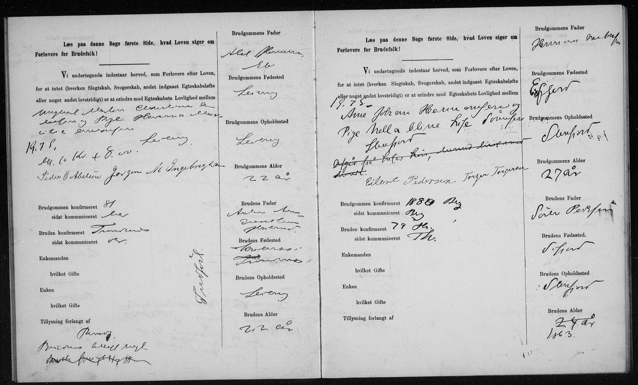 Berg sokneprestkontor, AV/SATØ-S-1318/H/Hc/L0063: Lysningsprotokoll nr. 63, 1887-1898