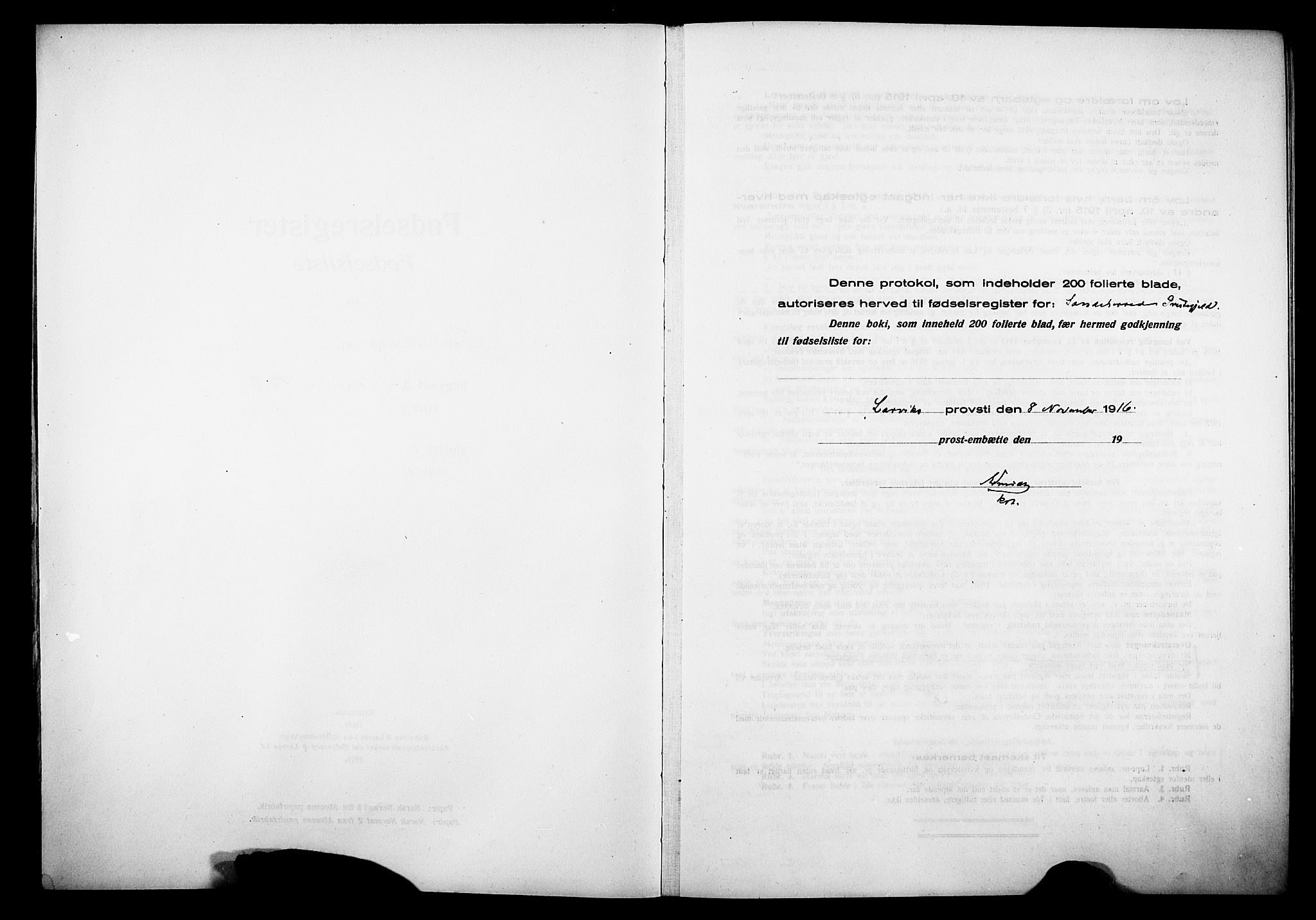 Sandar kirkebøker, AV/SAKO-A-243/J/Ja/L0001: Fødselsregister nr. 1, 1916-1922