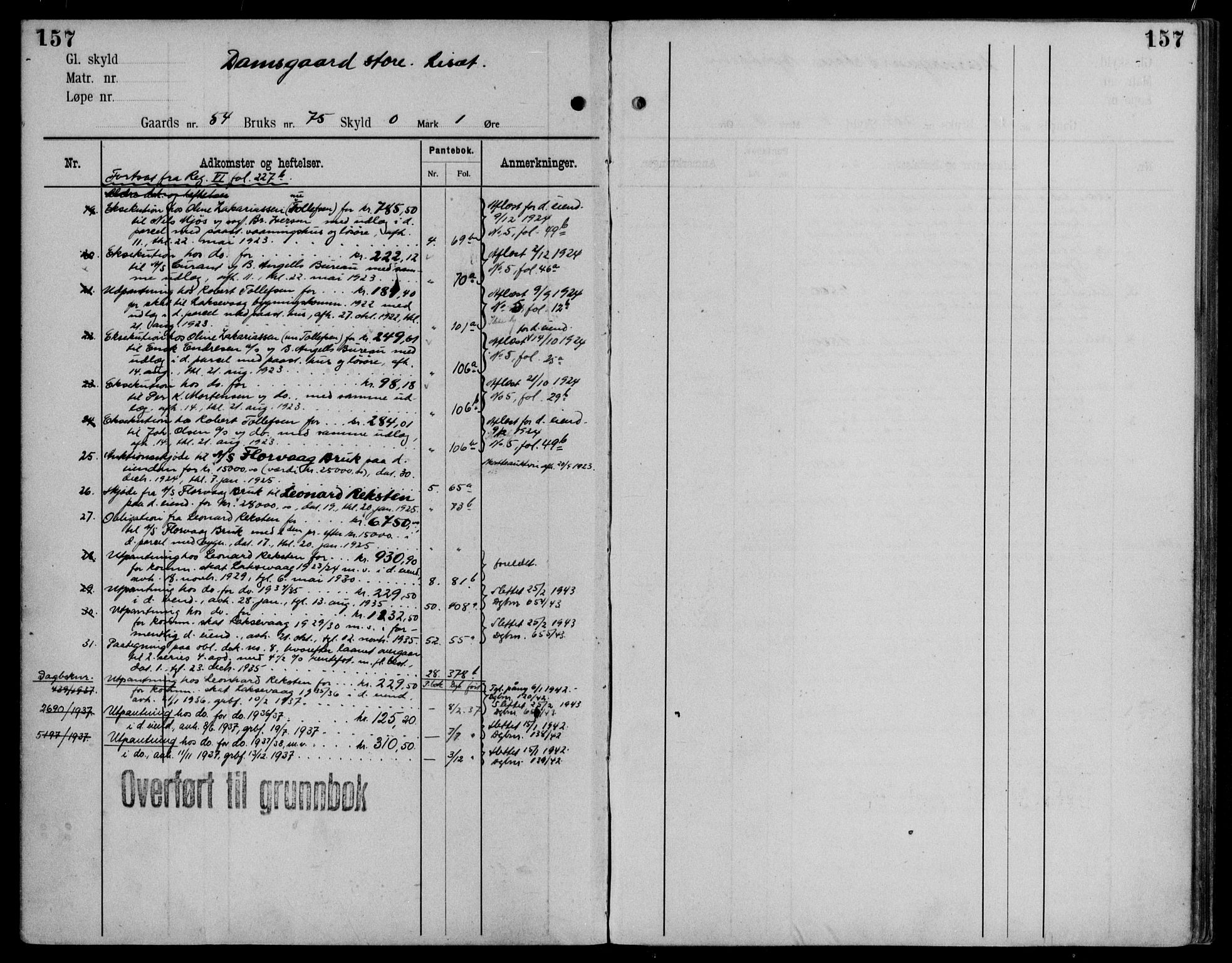 Midhordland sorenskriveri, AV/SAB-A-3001/1/G/Ga/Gab/L0115: Panteregister nr. II.A.b.115, s. 157