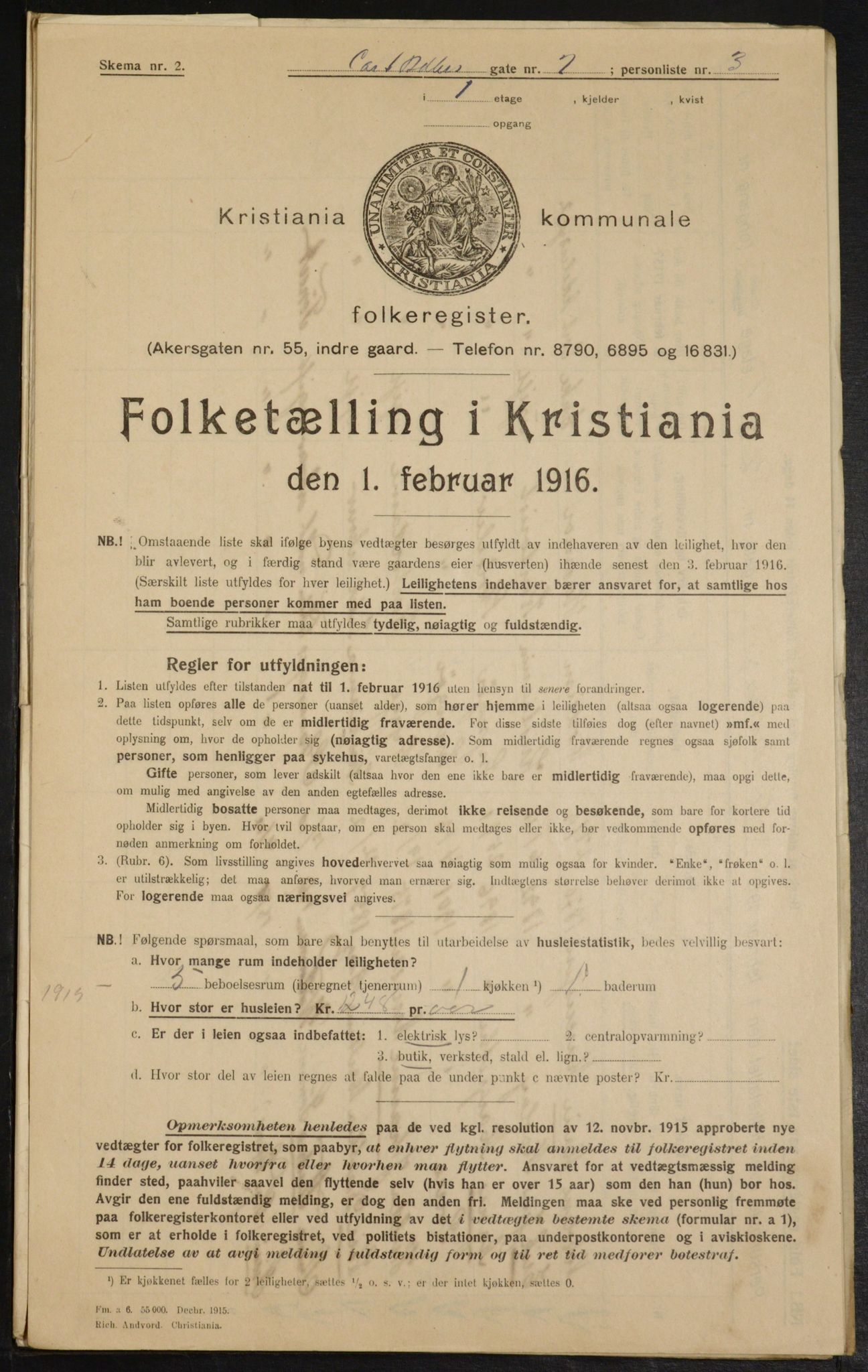 OBA, Kommunal folketelling 1.2.1916 for Kristiania, 1916, s. 13666