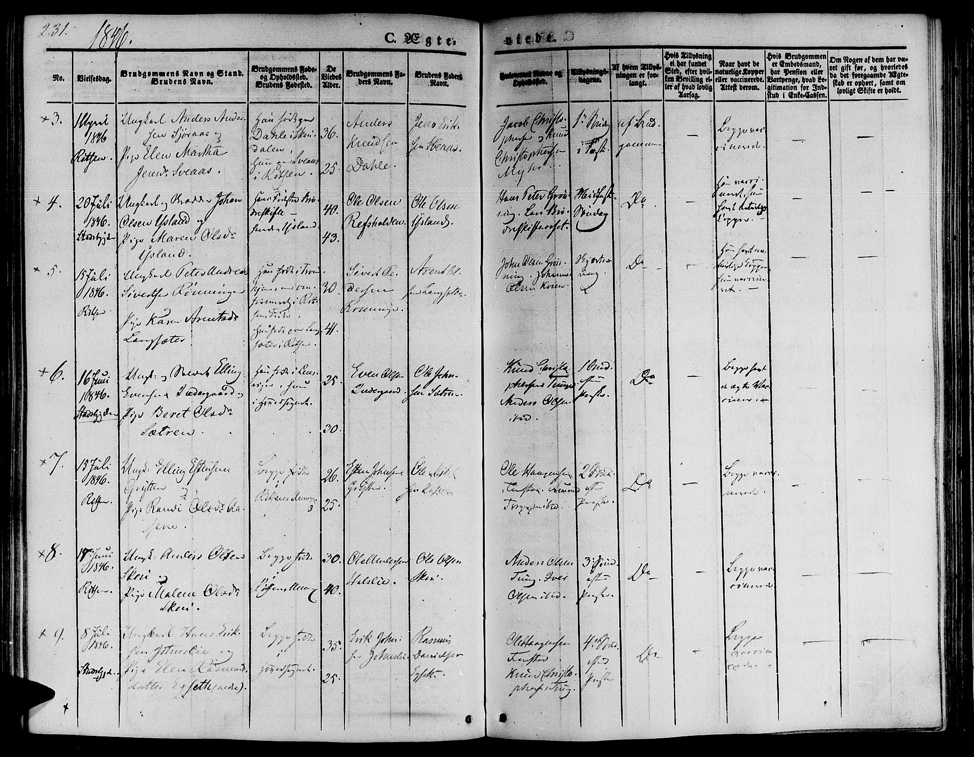 Ministerialprotokoller, klokkerbøker og fødselsregistre - Sør-Trøndelag, SAT/A-1456/646/L0610: Ministerialbok nr. 646A08, 1837-1847, s. 231