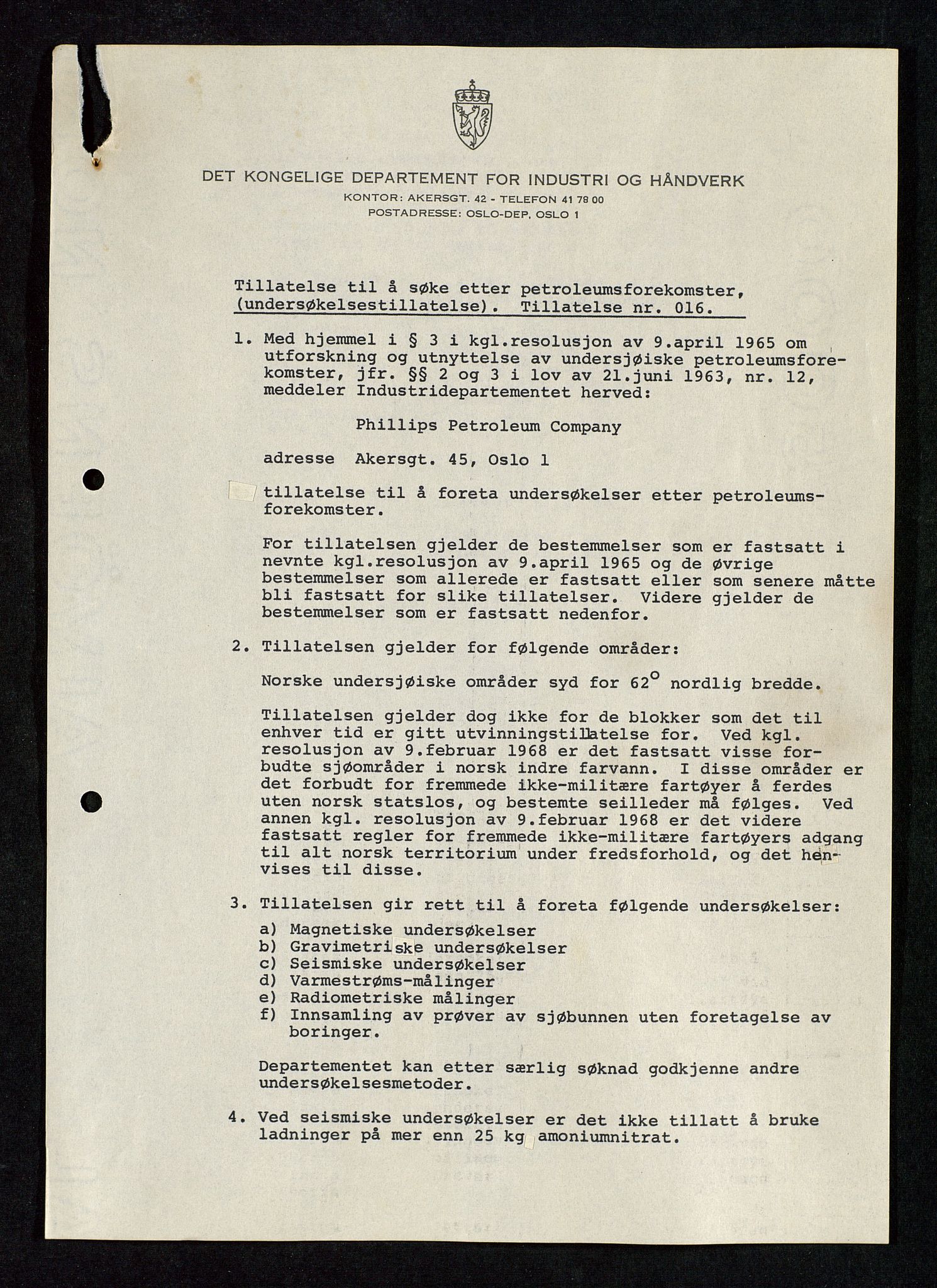 Industridepartementet, Oljekontoret, SAST/A-101348/Da/L0003: Arkivnøkkel 711 Undersøkelser og utforskning, 1963-1971, s. 580