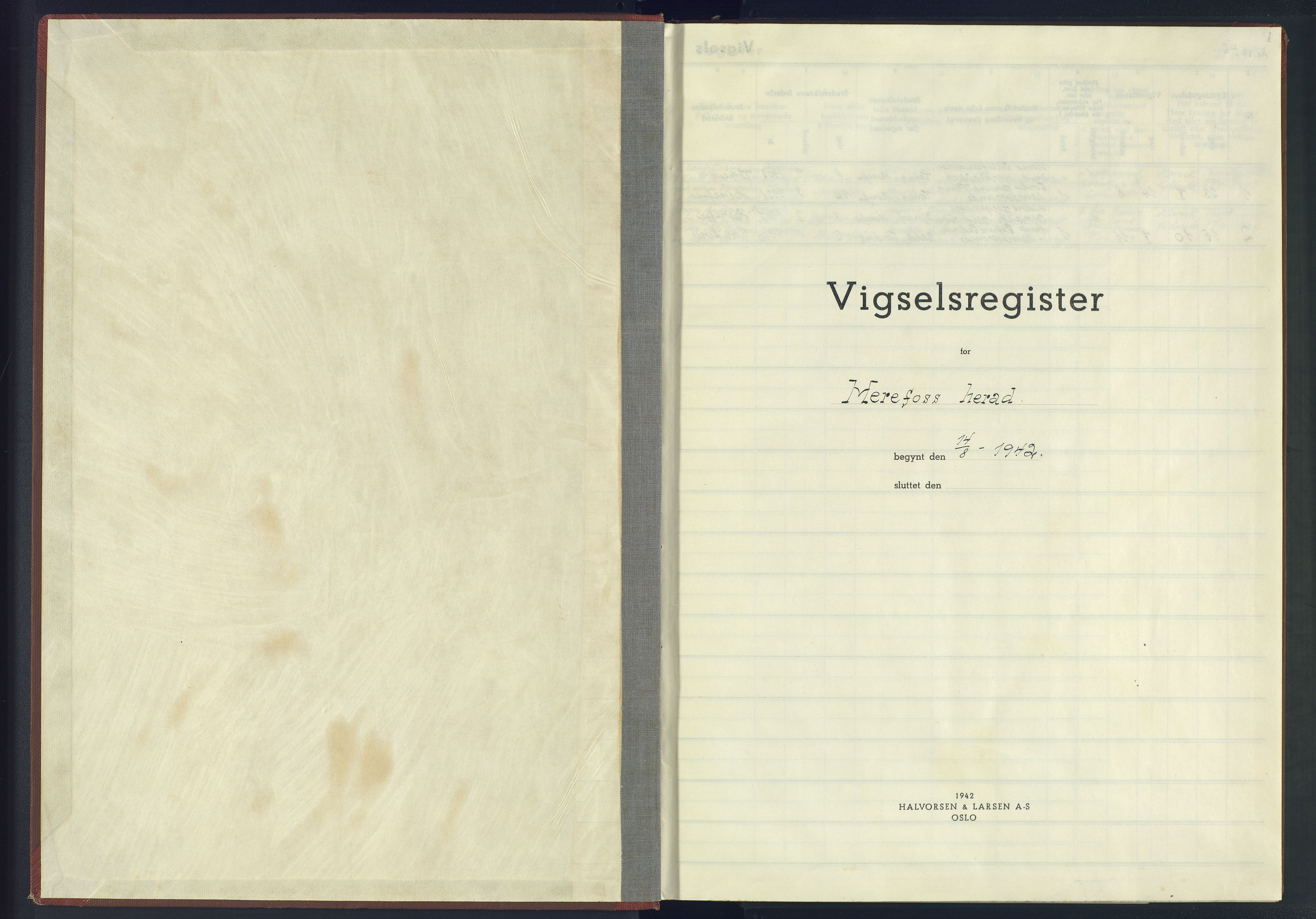 Herefoss sokneprestkontor, SAK/1111-0019/J/Jb/L0004: Vigselsregister nr. II.6.4, 1942-1945