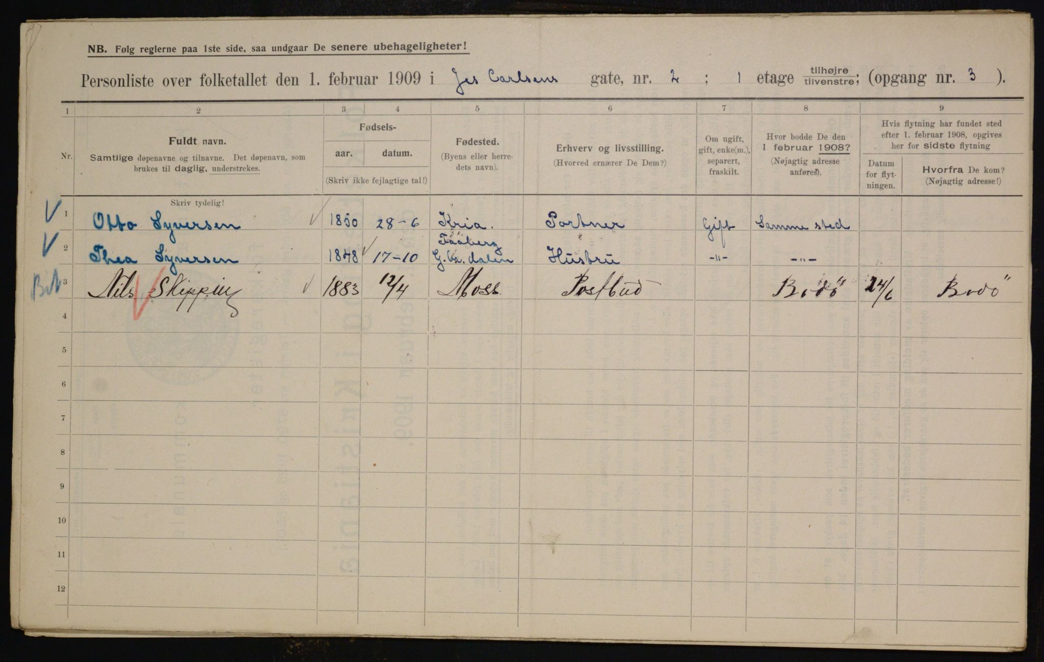 OBA, Kommunal folketelling 1.2.1909 for Kristiania kjøpstad, 1909, s. 42900