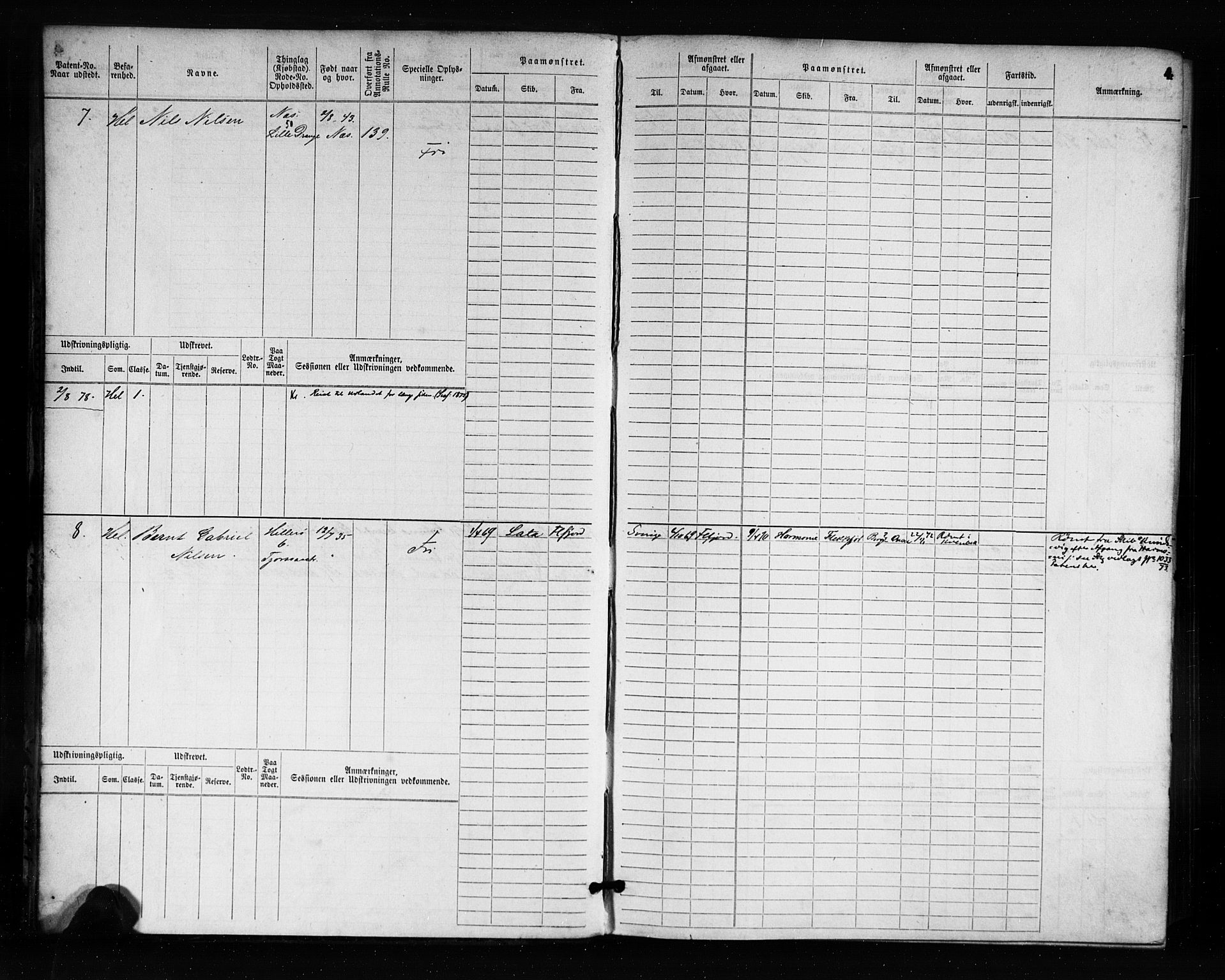 Flekkefjord mønstringskrets, AV/SAK-2031-0018/F/Fb/L0001: Hovedrulle nr 1-764, N-4, 1868-1900, s. 5