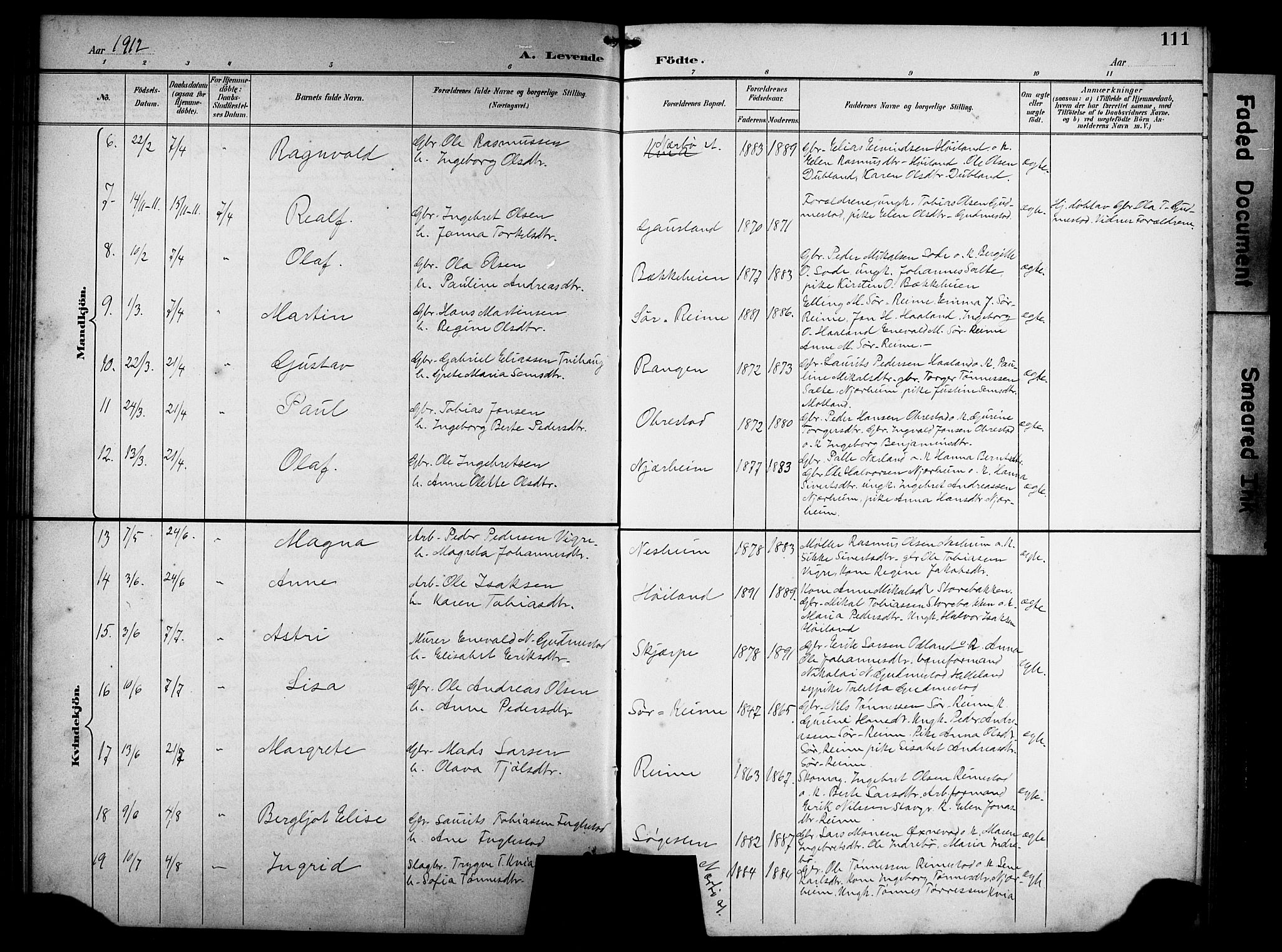 Hå sokneprestkontor, AV/SAST-A-101801/001/30BB/L0005: Klokkerbok nr. B 5, 1894-1912, s. 111