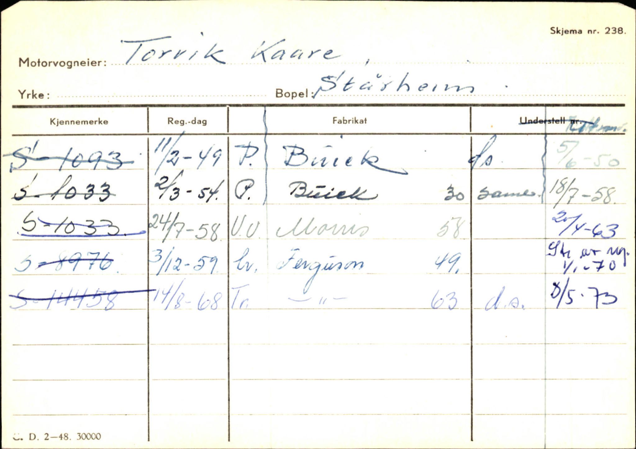 Statens vegvesen, Sogn og Fjordane vegkontor, AV/SAB-A-5301/4/F/L0130: Eigarregister Eid T-Å. Høyanger A-O, 1945-1975, s. 69