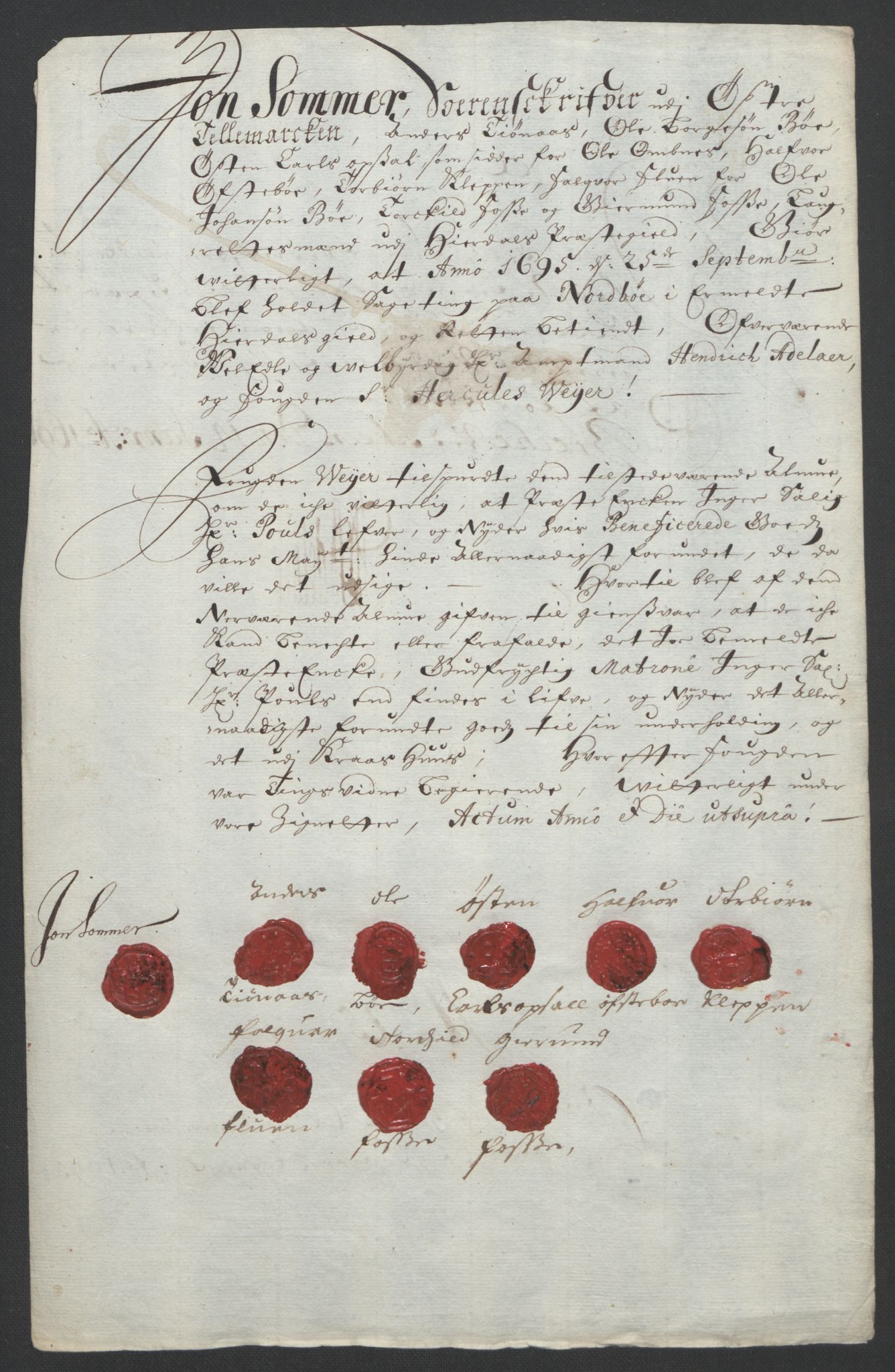 Rentekammeret inntil 1814, Reviderte regnskaper, Fogderegnskap, AV/RA-EA-4092/R36/L2093: Fogderegnskap Øvre og Nedre Telemark og Bamble, 1695, s. 483