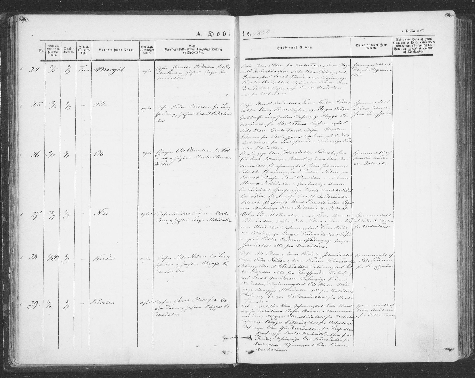 Tana sokneprestkontor, SATØ/S-1334/H/Ha/L0001kirke: Ministerialbok nr. 1, 1846-1861, s. 25