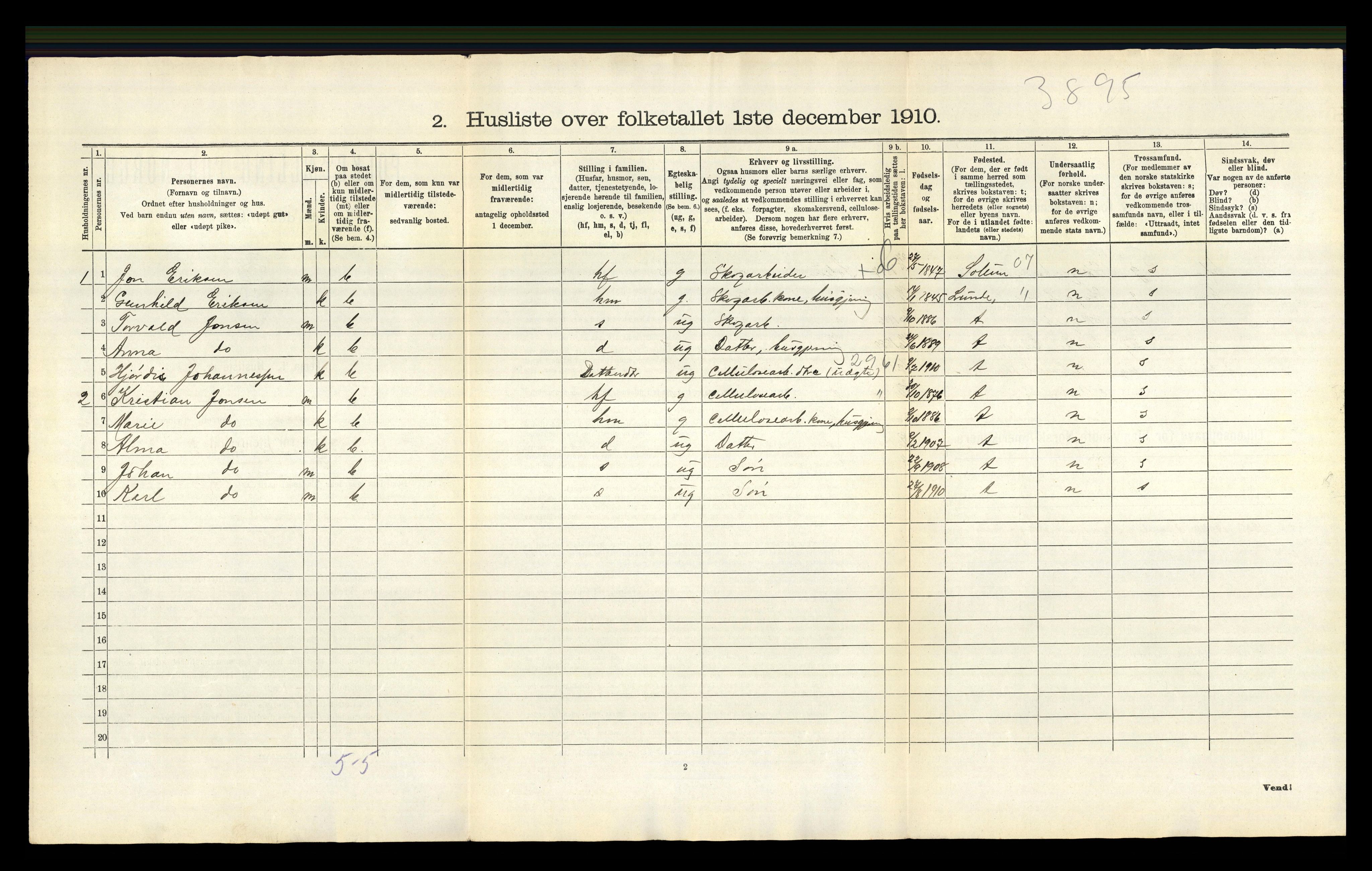 RA, Folketelling 1910 for 0814 Bamble herred, 1910, s. 59