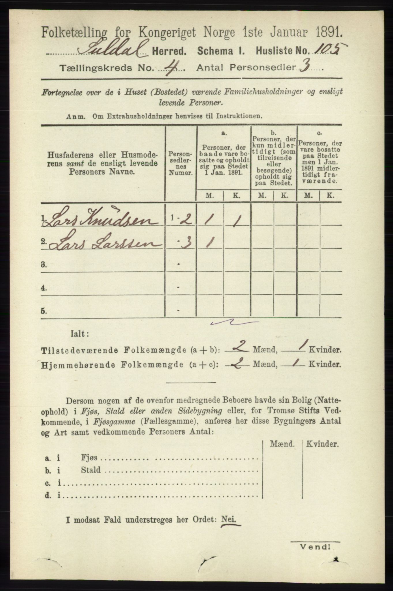 RA, Folketelling 1891 for 1134 Suldal herred, 1891, s. 861