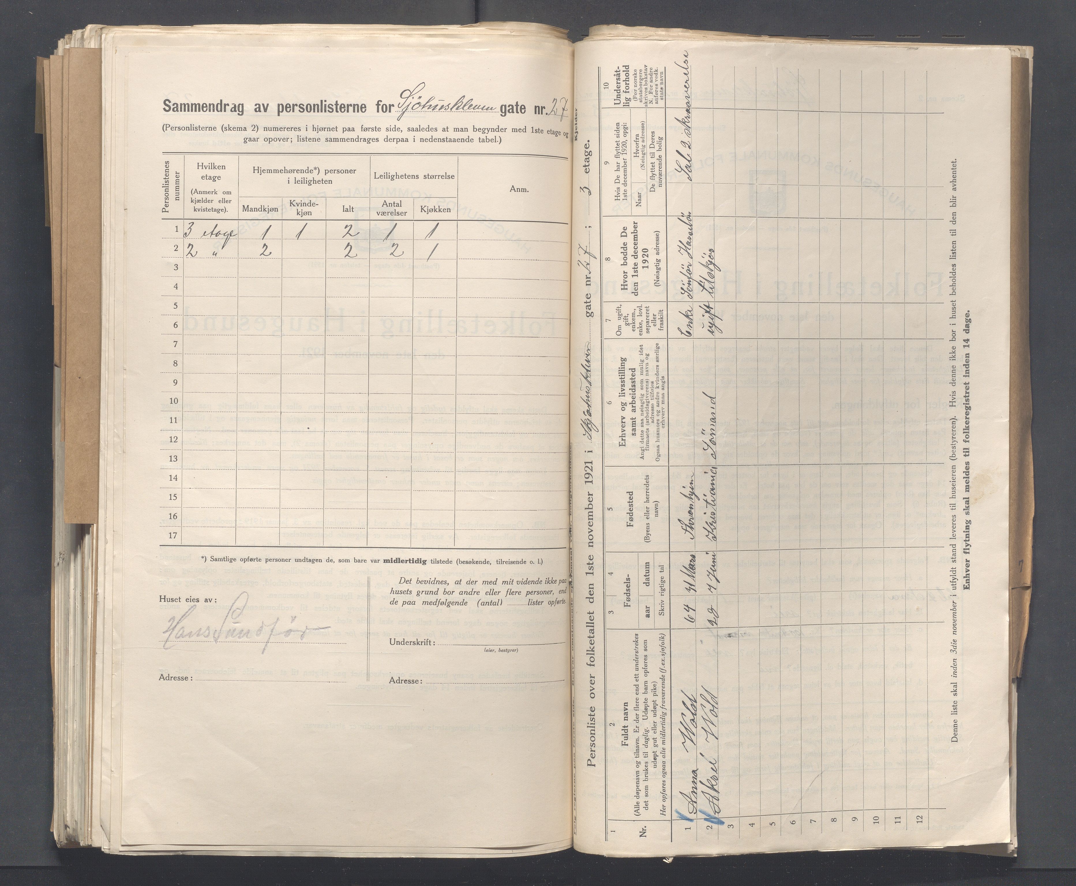 IKAR, Kommunal folketelling 1.11.1921 for Haugesund, 1921, s. 6574