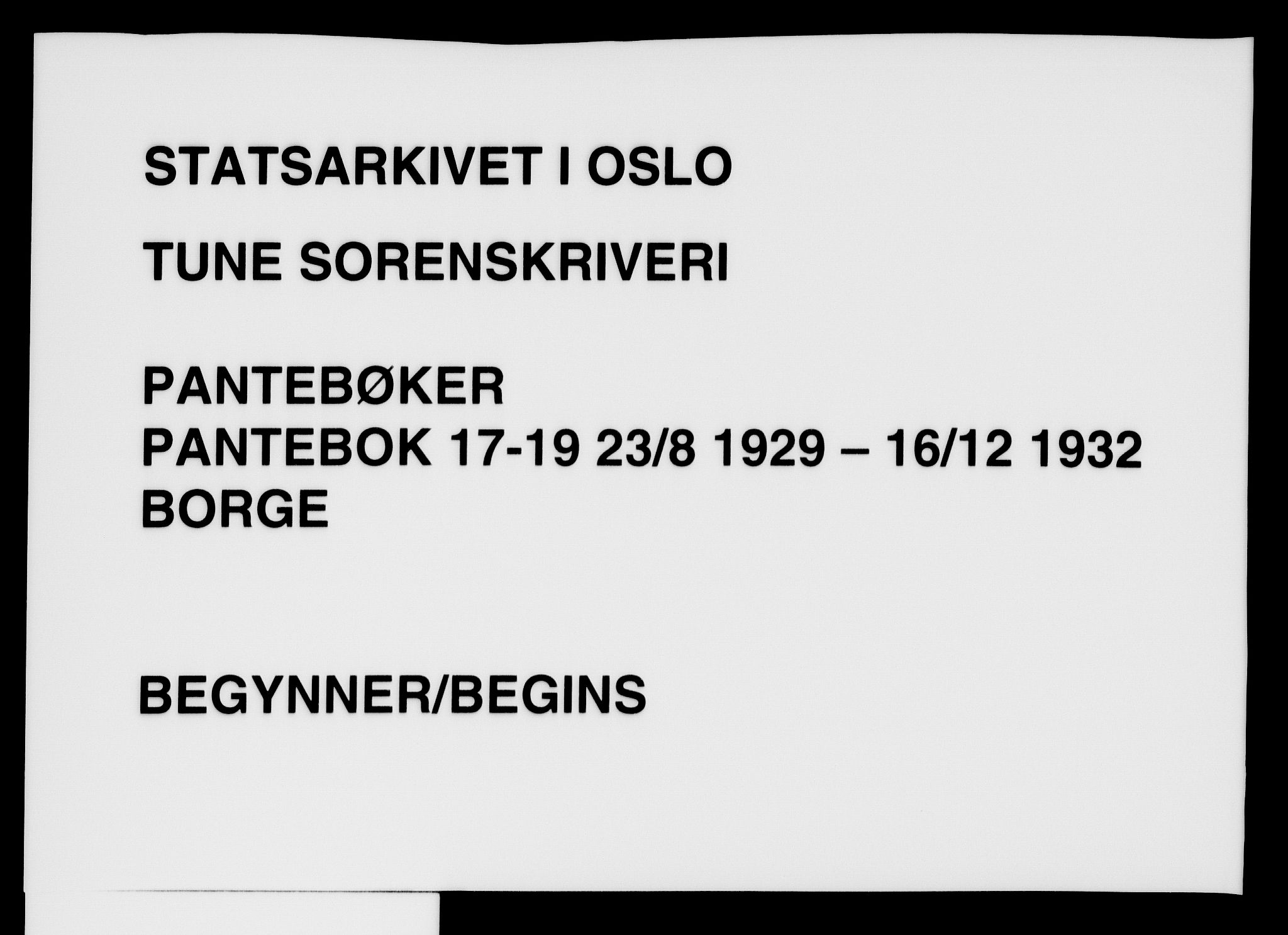 Tune sorenskriveri, AV/SAO-A-10470/G/Gb/Gbb/L0003: Pantebok nr. II 17-19, 1929-1932