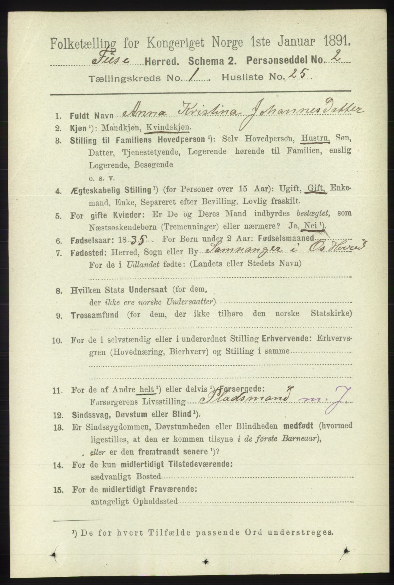 RA, Folketelling 1891 for 1241 Fusa herred, 1891, s. 239