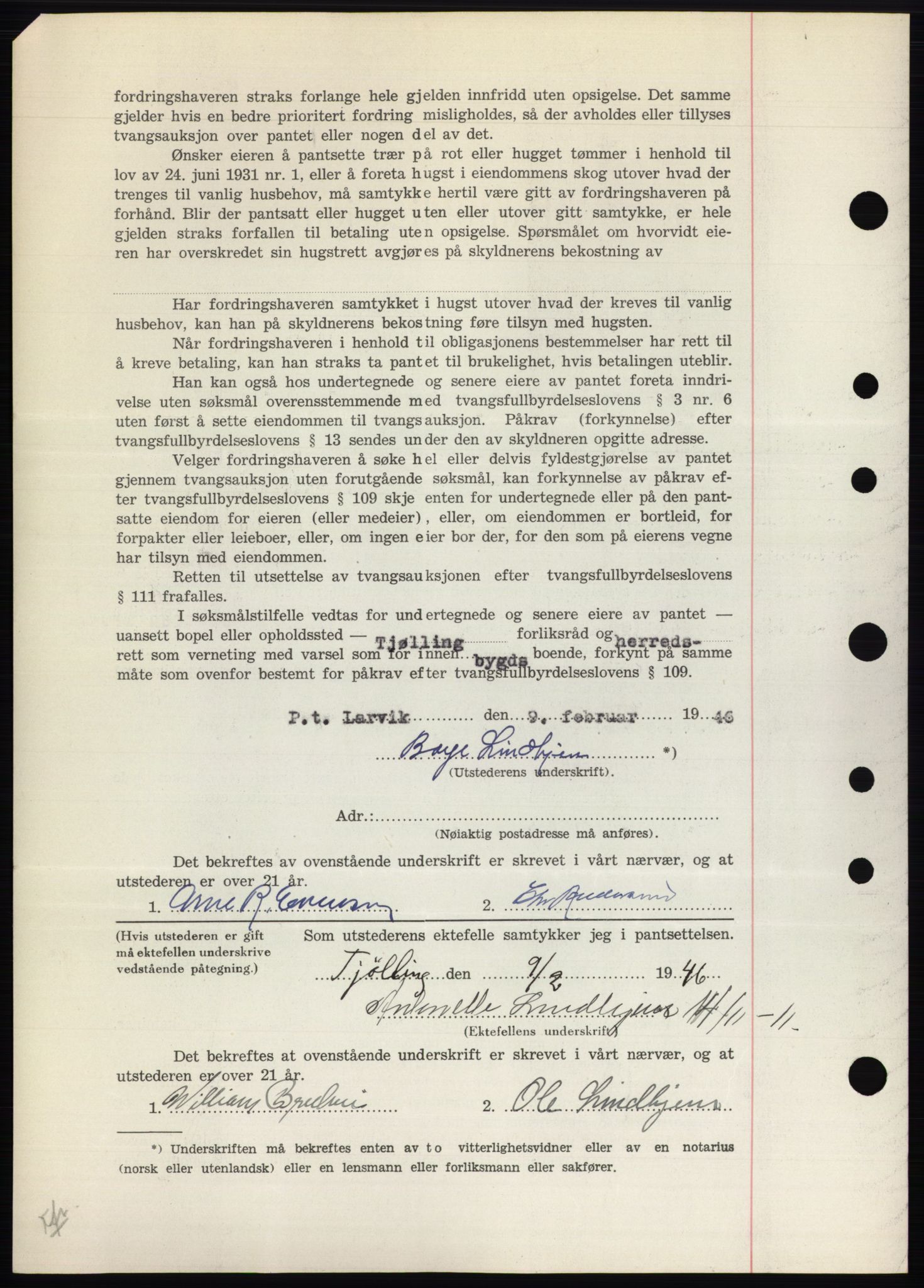 Larvik sorenskriveri, AV/SAKO-A-83/G/Ga/Gac/L0009b: Pantebok nr. B-9b, 1946-1946, Dagboknr: 256/1946