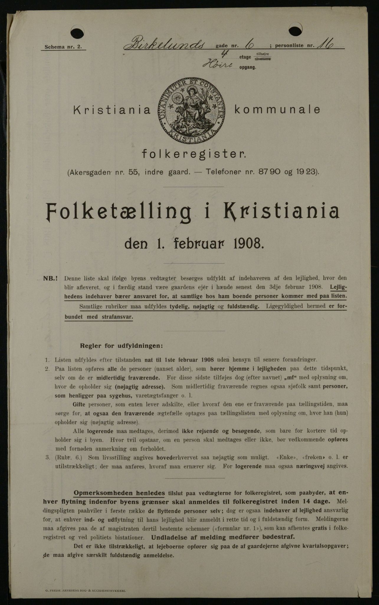 OBA, Kommunal folketelling 1.2.1908 for Kristiania kjøpstad, 1908, s. 5095