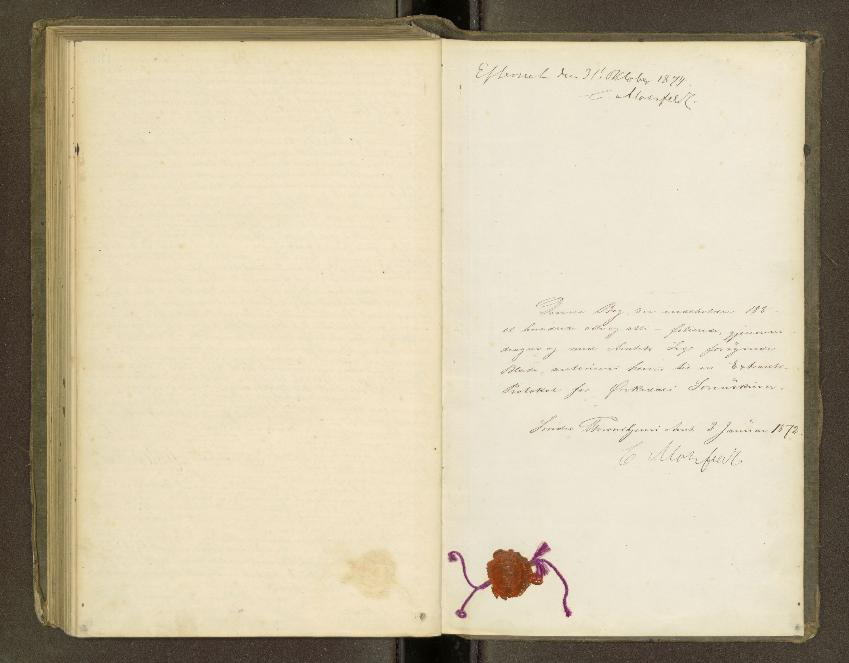 Orkdal sorenskriveri, SAT/A-4169/1/1/1B/L0010: Ekstrarettsprotokoll, 1872-1875