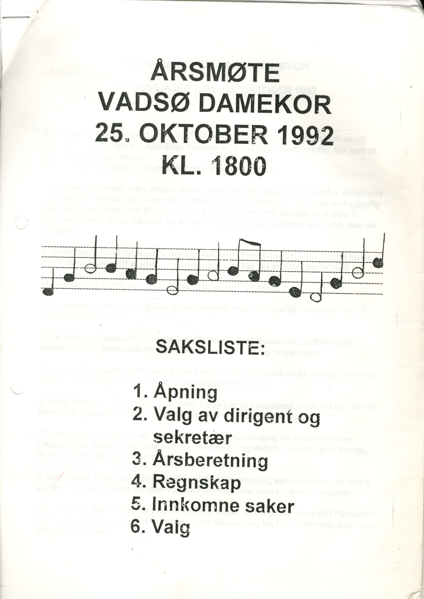 Vadsø damekor, FMFB/A-1049/A/Aa/L0004: Møtebok, 1984-1997