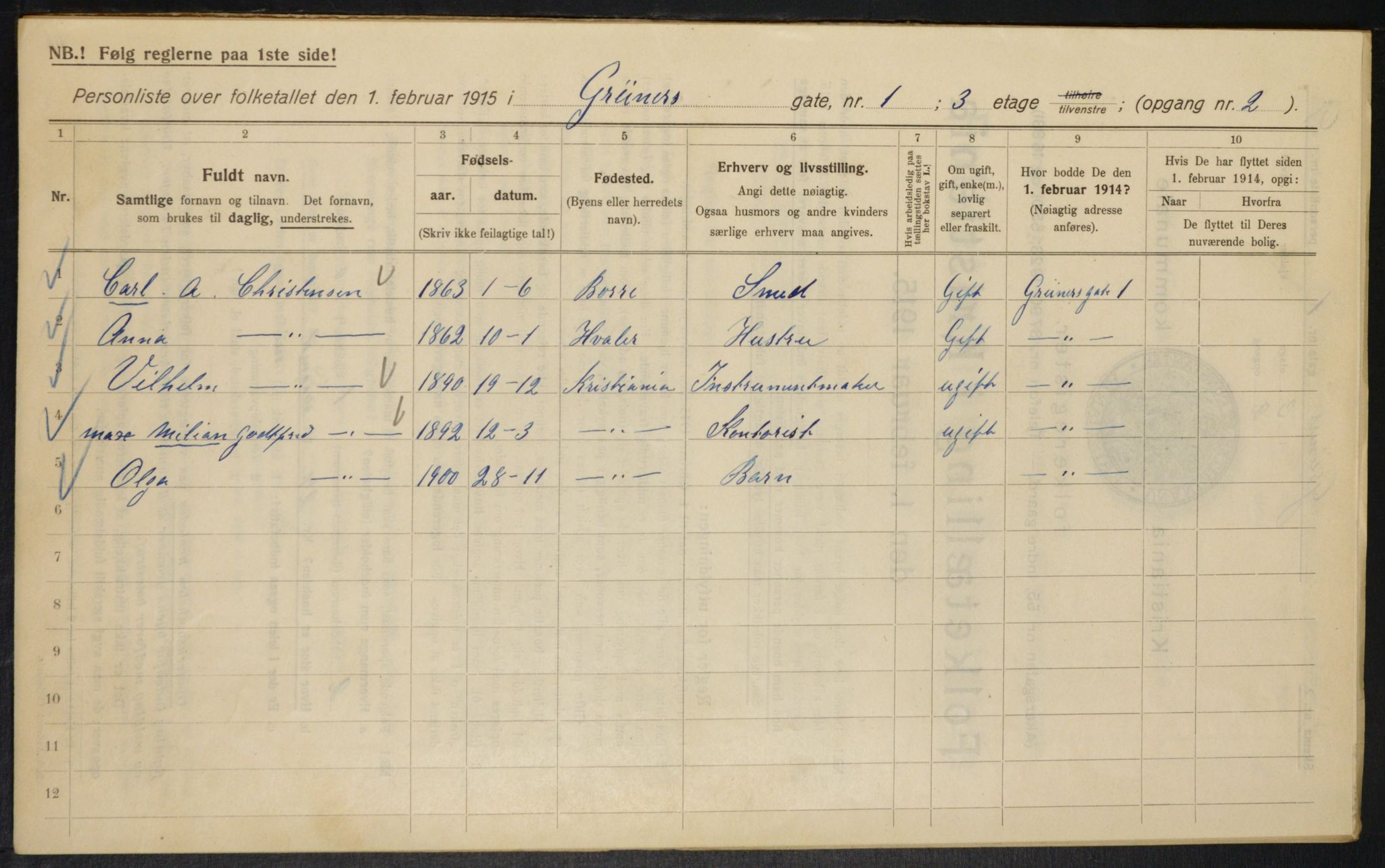 OBA, Kommunal folketelling 1.2.1915 for Kristiania, 1915, s. 30268