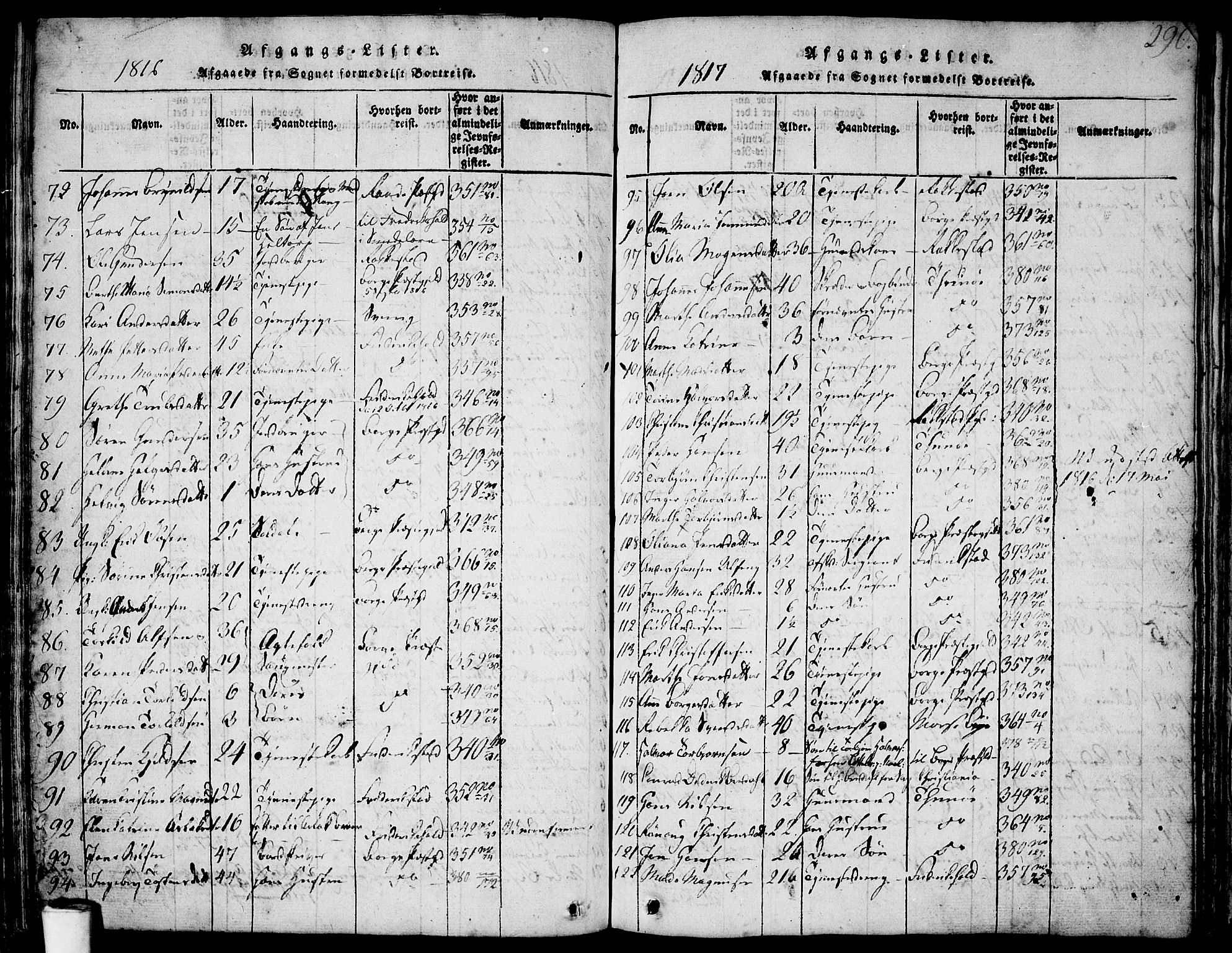 Skjeberg prestekontor Kirkebøker, AV/SAO-A-10923/F/Fa/L0004: Ministerialbok nr. I 4, 1815-1830, s. 290