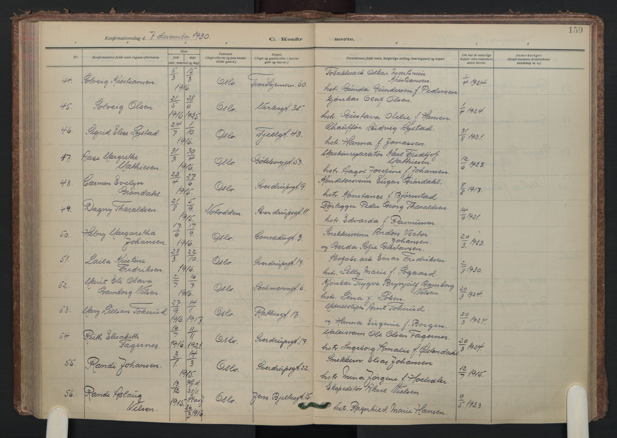 Petrus prestekontor Kirkebøker, AV/SAO-A-10872/F/Fa/L0015: Ministerialbok nr. 15, 1923-1935, s. 159