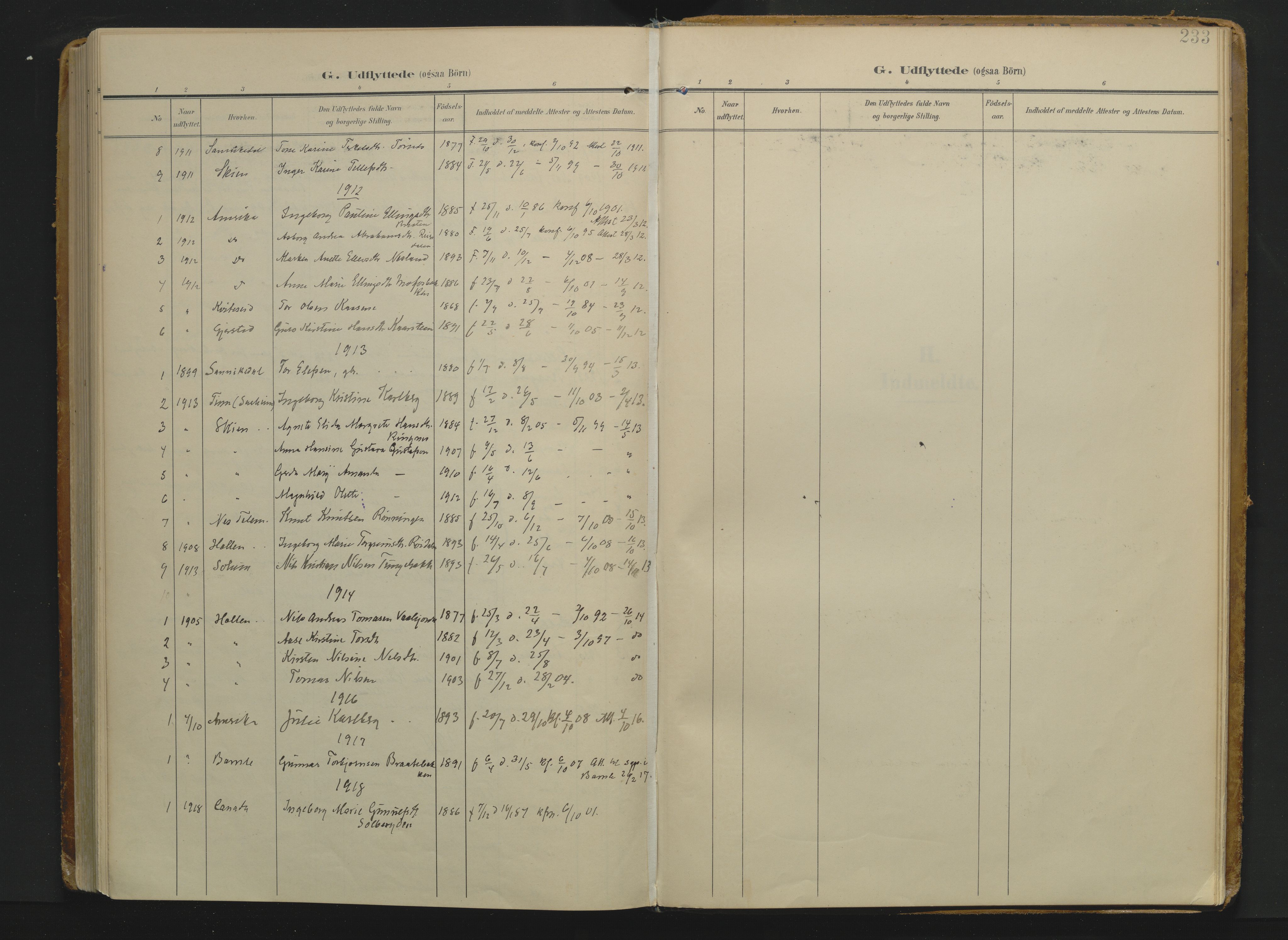 Drangedal kirkebøker, SAKO/A-258/F/Fa/L0014: Ministerialbok nr. 14, 1906-1920, s. 233