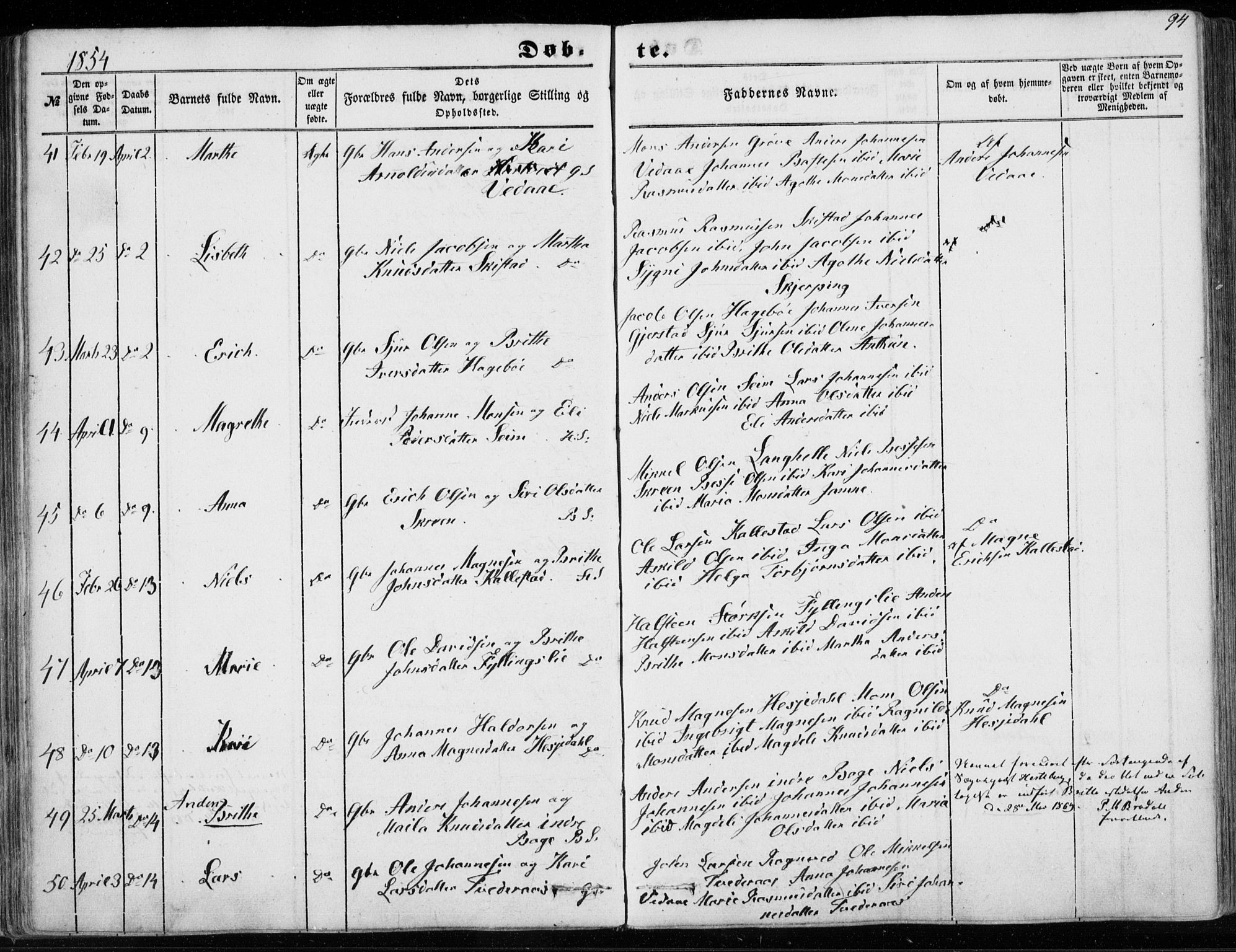 Haus sokneprestembete, AV/SAB-A-75601/H/Haa: Ministerialbok nr. A 16 I, 1848-1857, s. 94