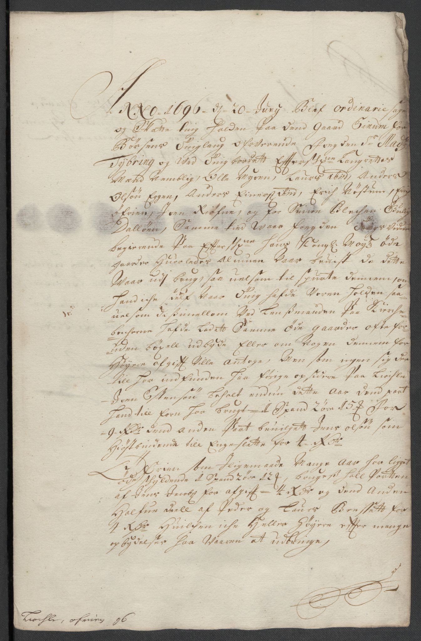 Rentekammeret inntil 1814, Reviderte regnskaper, Fogderegnskap, RA/EA-4092/R61/L4106: Fogderegnskap Strinda og Selbu, 1696-1697, s. 102
